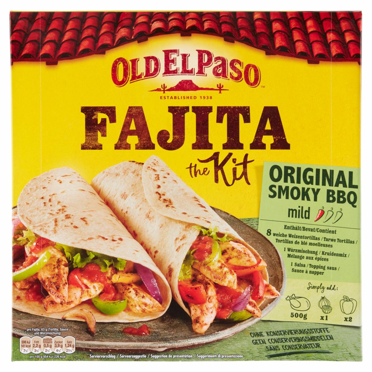 Képek - Old El Paso Classic Fajita Kit tortilla, paradicsomos salsa szósz és fűszerkeverék 500 g
