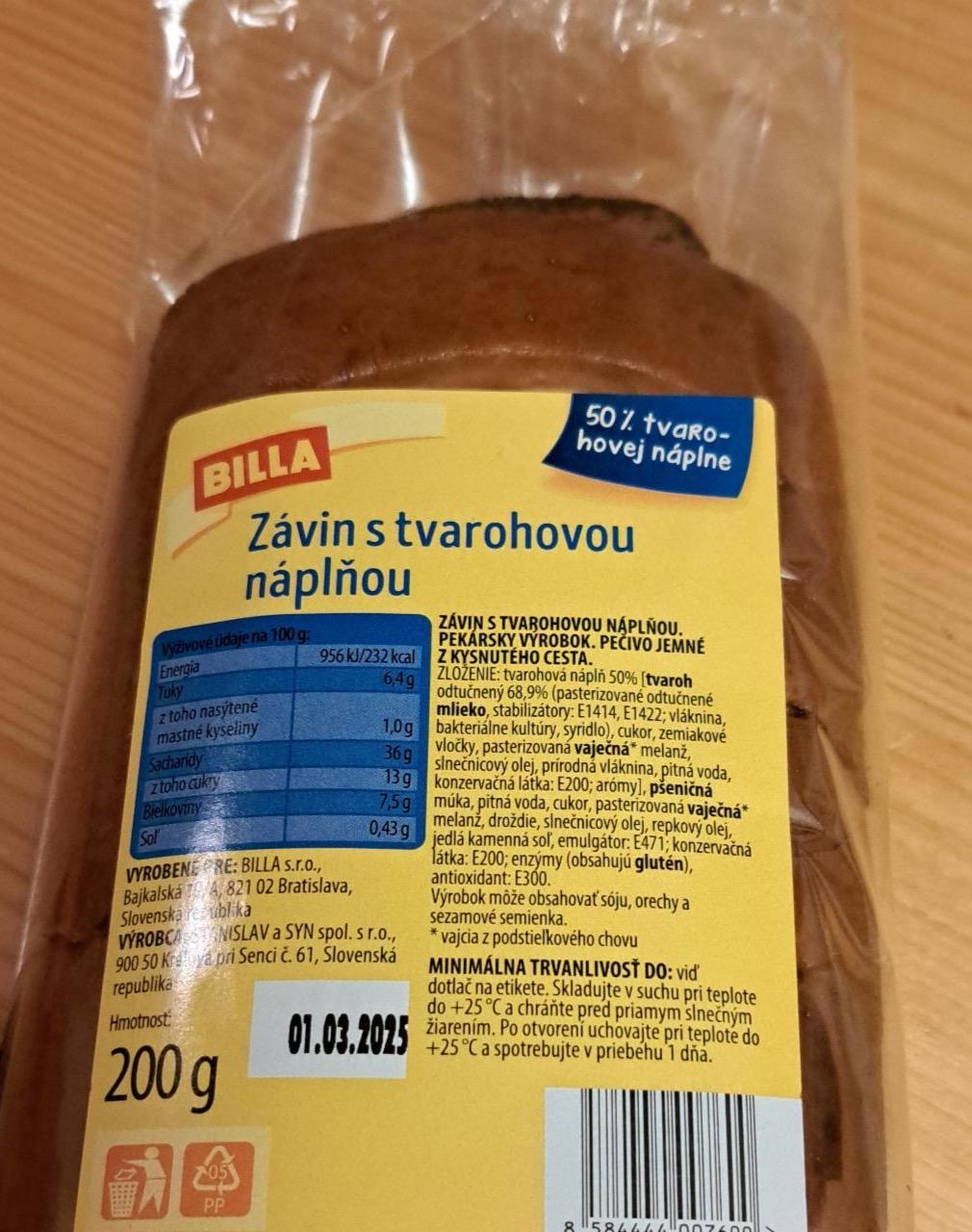 Képek - Závin s tvarohovou náplňou Billa