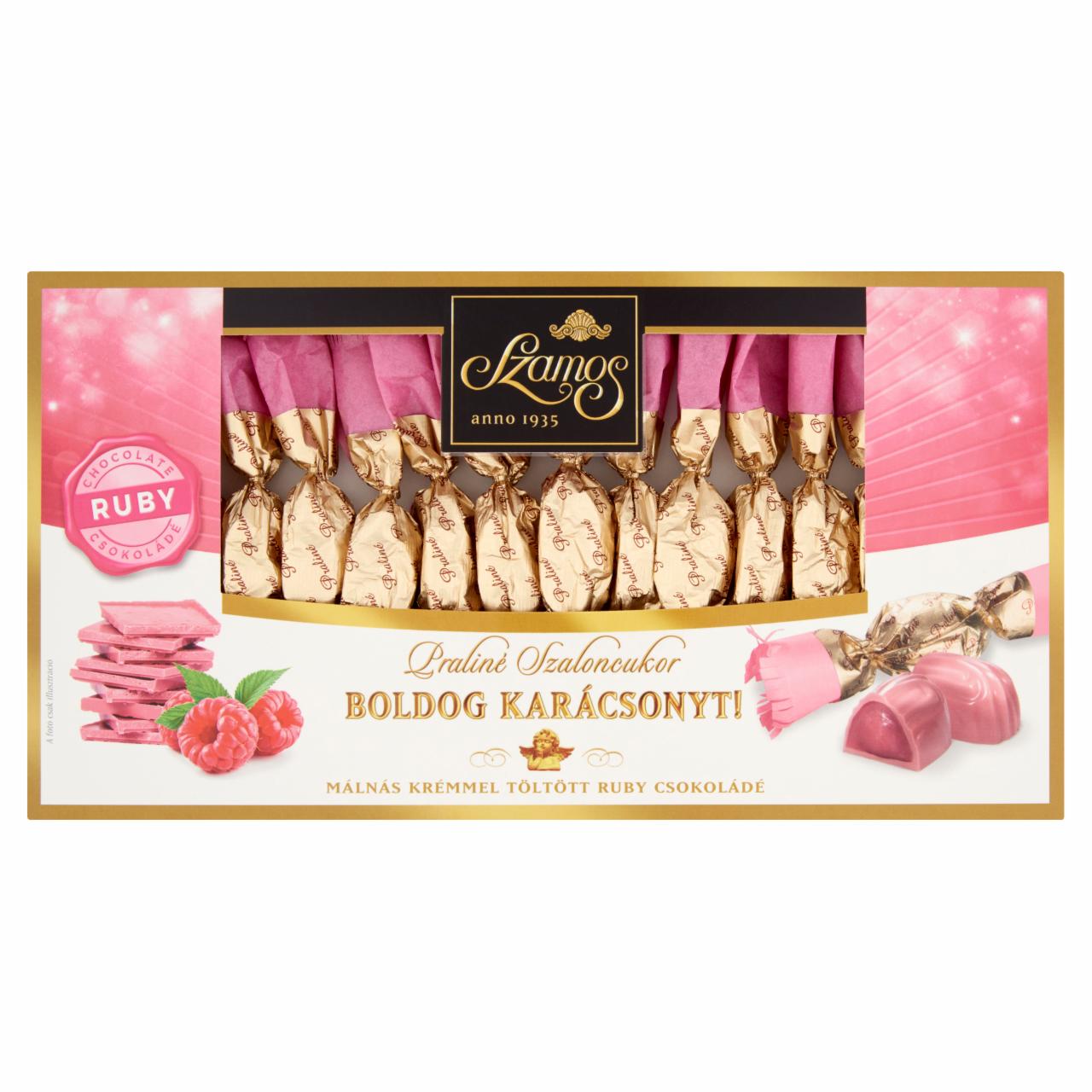 Képek - Szamos málnás krémmel töltött ruby csokoládé praliné szaloncukor 118 g