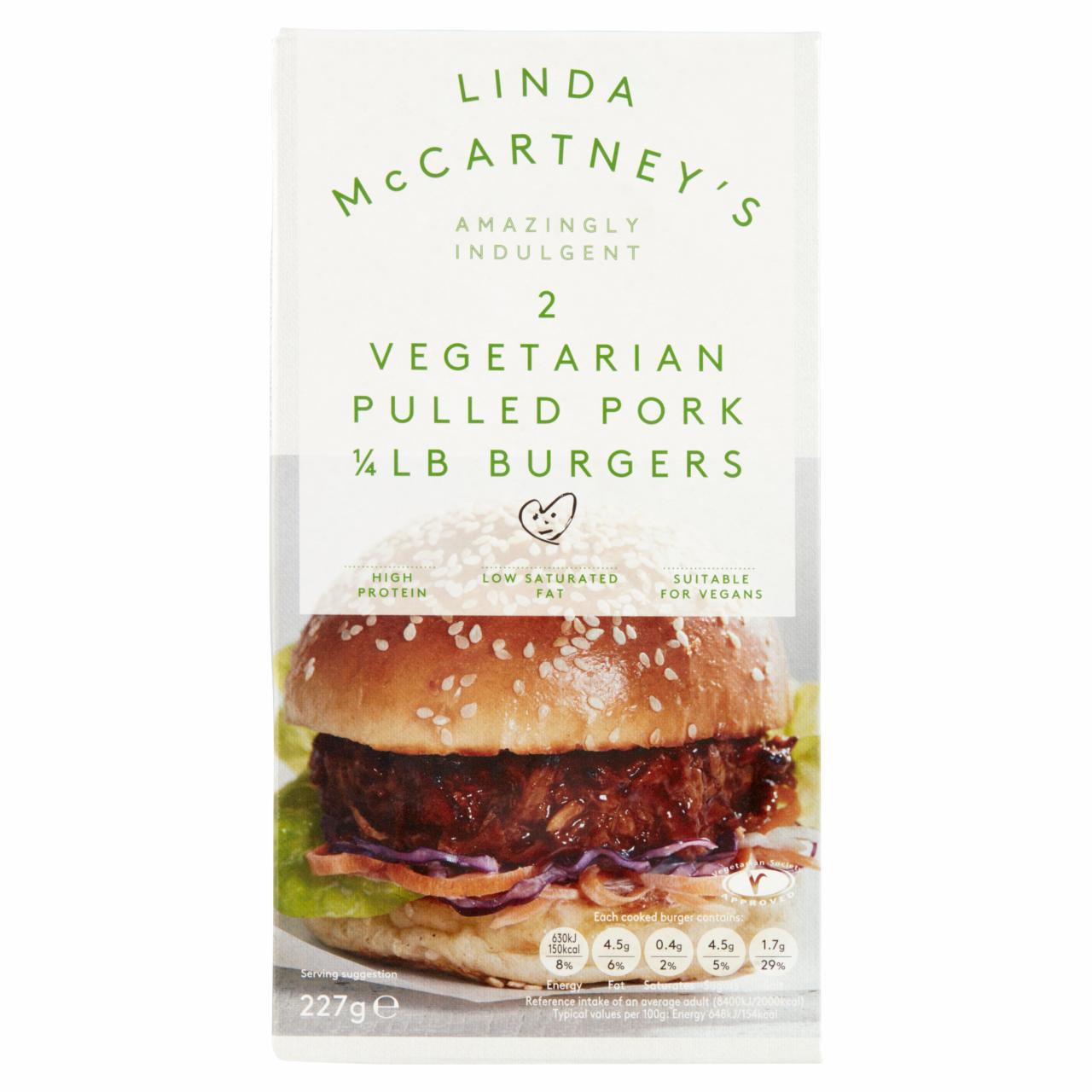 Képek - Linda McCartney's fagyasztott fűszeres vegetáriánus pulled pork burger 2 x 113,5 g (227 g)