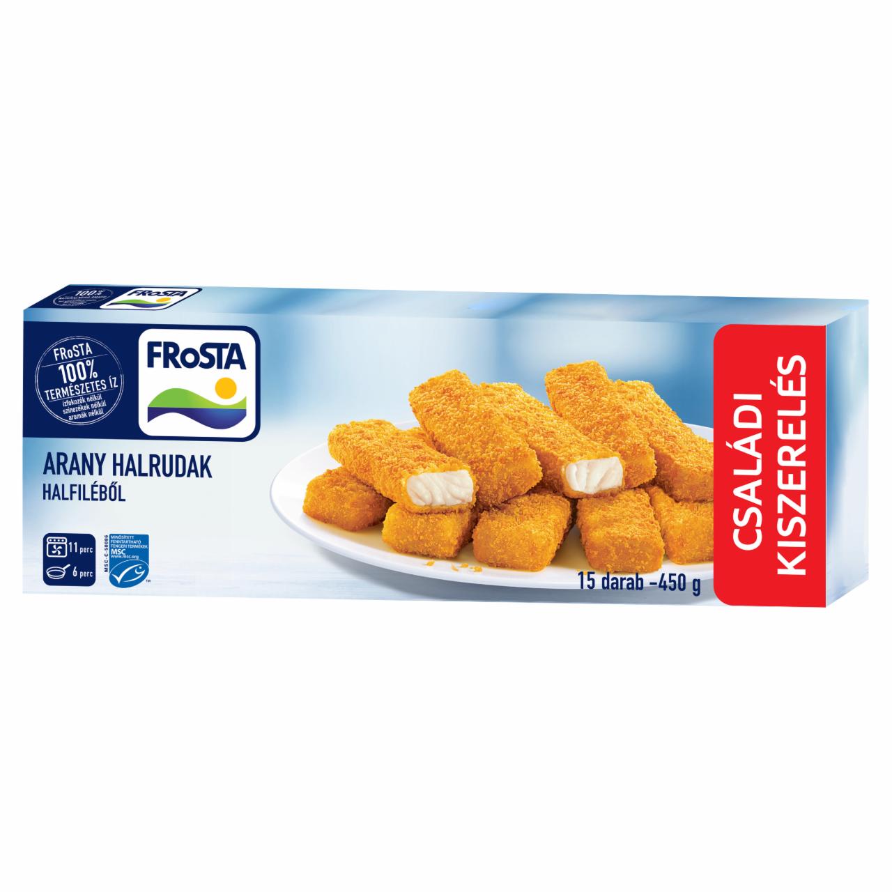 Képek - FRoSTA gyorsfagyasztott elősütött halrudak halfiléből aranyló ropogós panírban 15 db 450 g