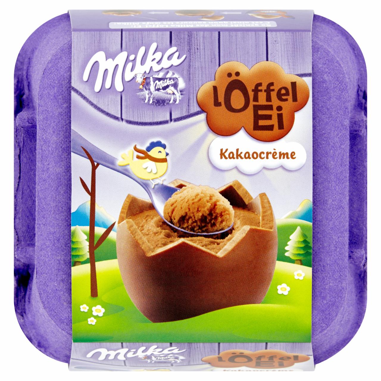Képek - Milka Löffel Ei alpesi tejcsokoládé tojás kakaós krémmel töltve 4 db 136 g