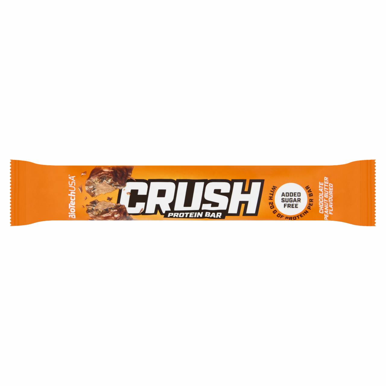 Képek - BioTechUSA Crush csokoládé-mogyoróvaj ízű fehérjeszelet karamell ízű réteggel és édesítőszerrel 64 g