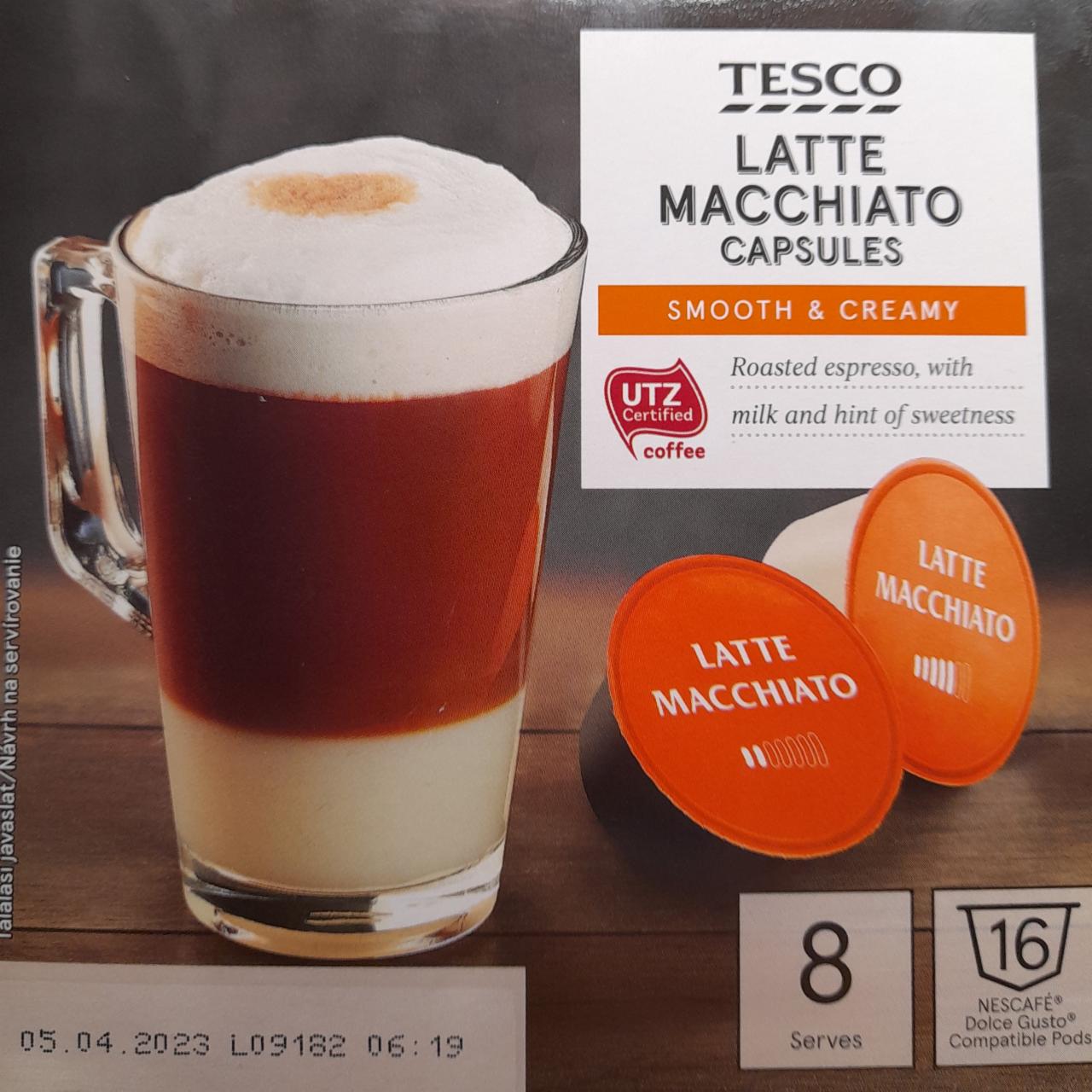 Képek - Tesco latte macchiato zsíros tejpor és azonnal oldódó kávé egyadagos kapszulákban 