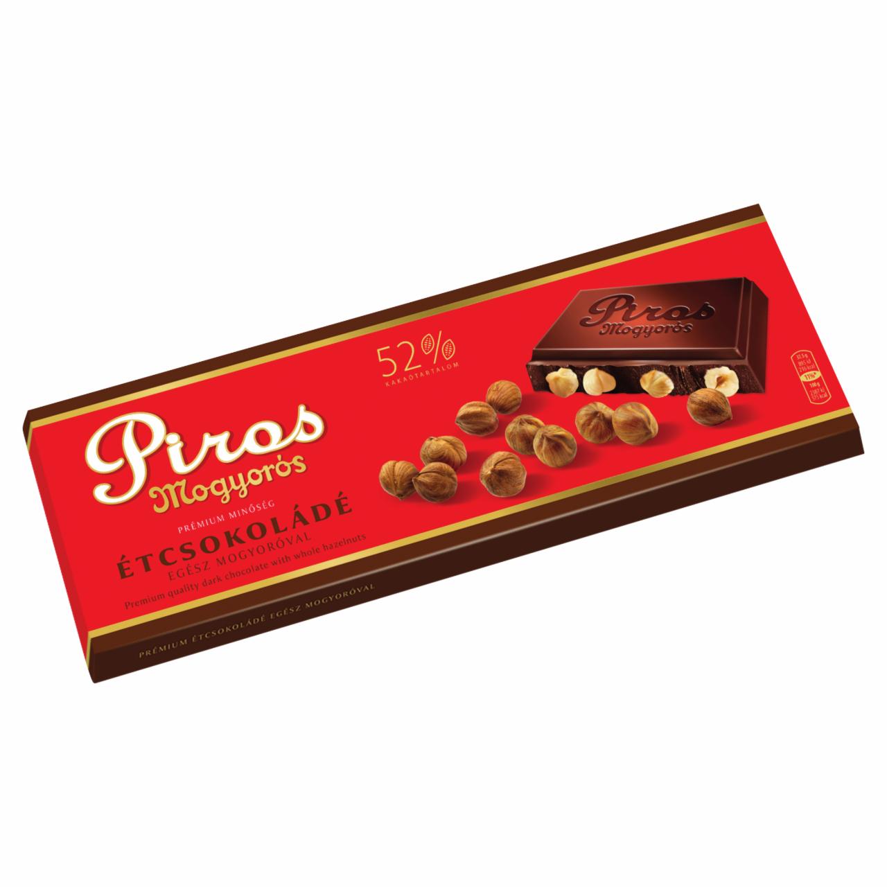 Képek - Piros Mogyorós prémium étcsokoládé egész mogyoróval 225 g