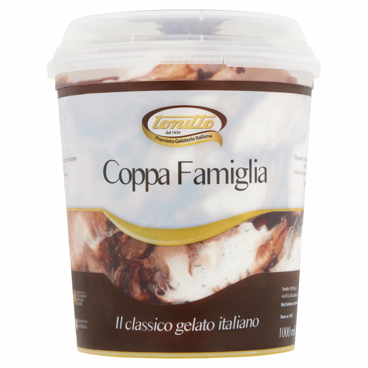 Képek - Tonitto Coppa Famiglia Stracciatella al Bacio tejszínes jégkrém csokoládé sziruppal 1000 ml