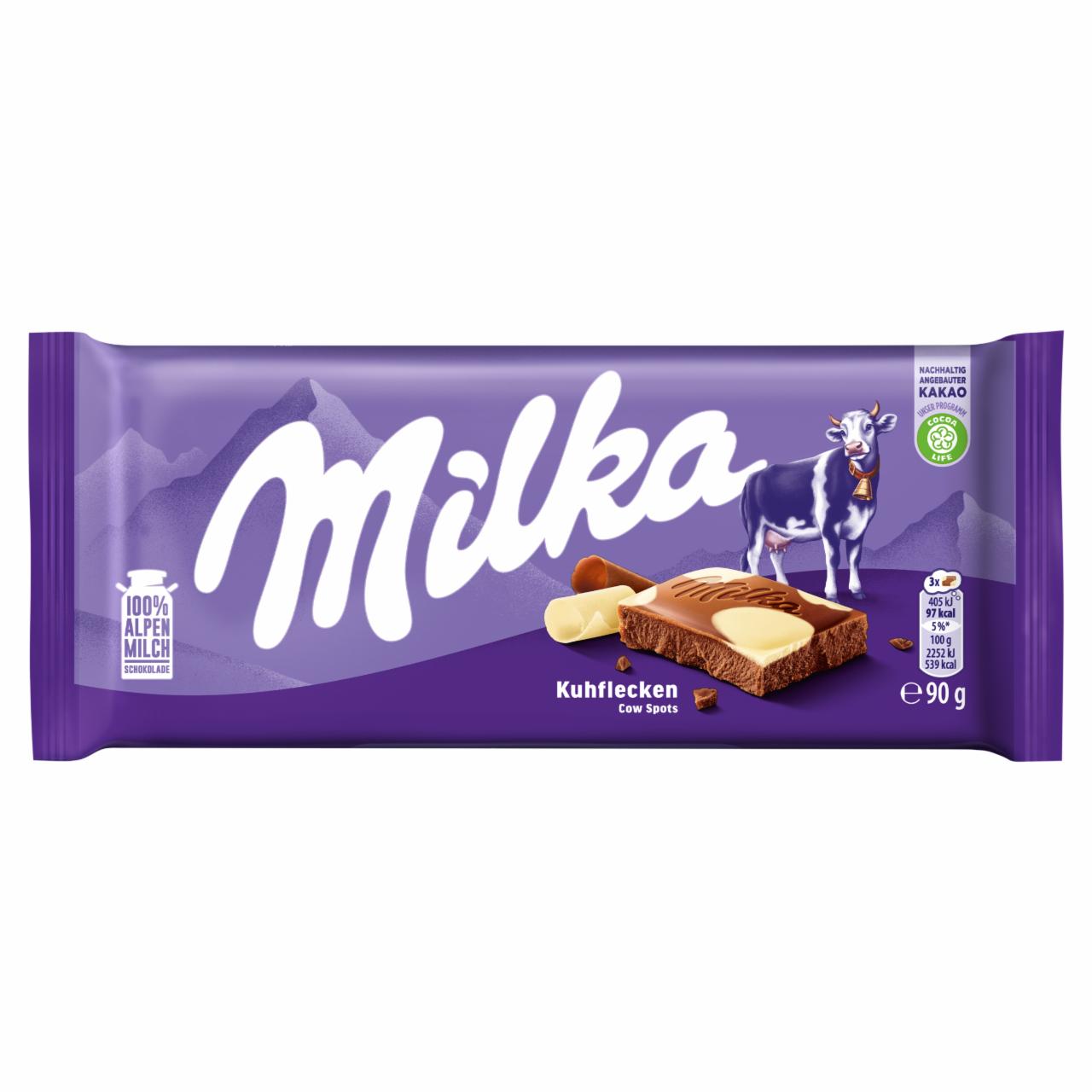 Képek - Milka alpesi tej felhasználásával készült tejcsokoládé fehér csokoládéval 90 g