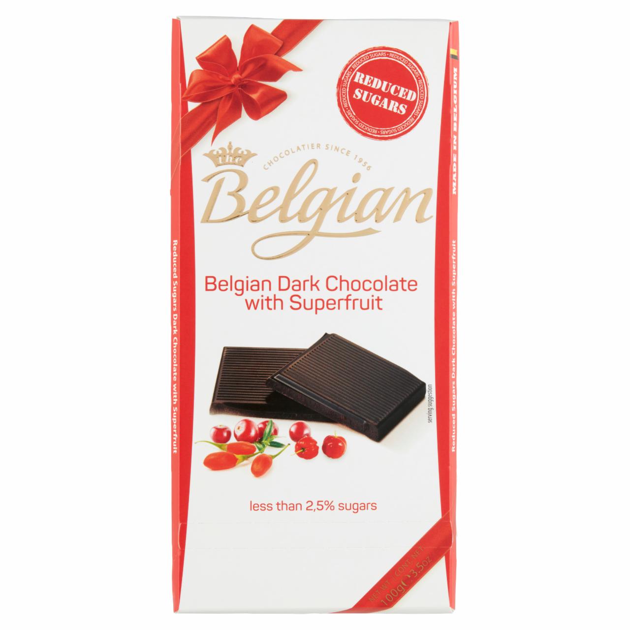 Képek - Belgian étcsokoládé piros gyümölcsök aromáival és édesítőszerrel 100 g