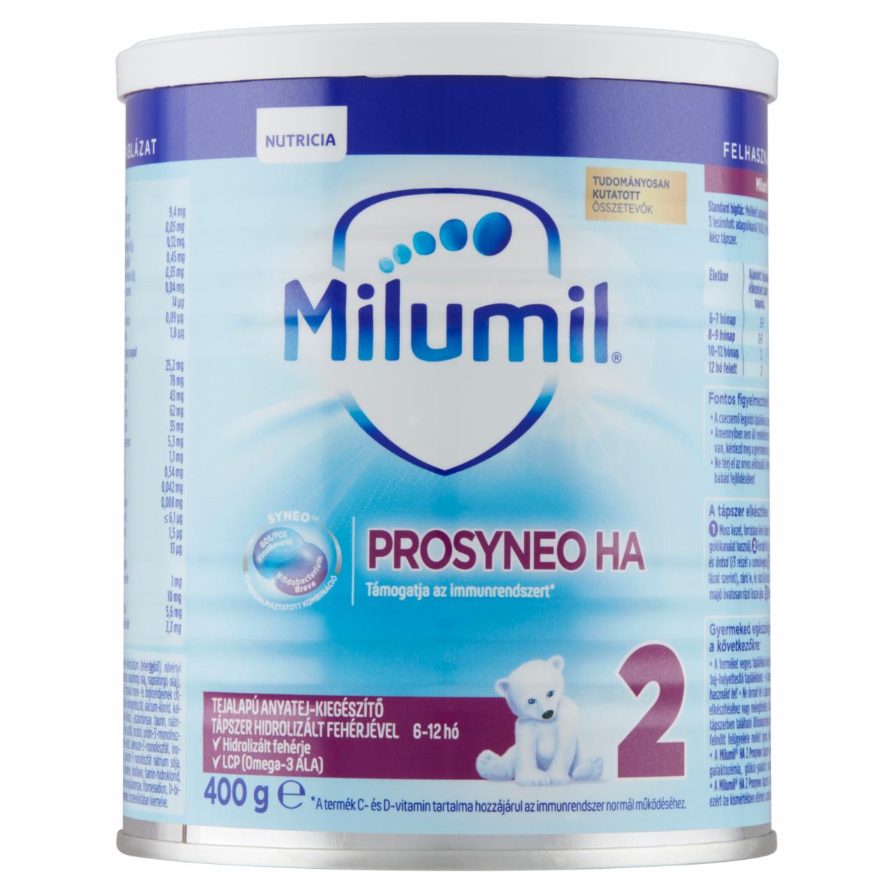 Képek - Milumil HA 2 Prosyneo tejalapú anyatej-kiegészítő tápszer hidrolizált fehérjével 6-12 hó 400 g
