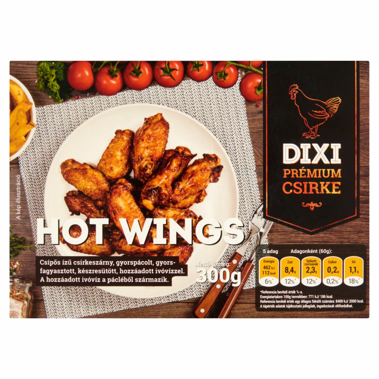 Képek - Dixi Prémium Csirke Hot Wings gyorsfagyasztott, készresütött csípős csirkeszárny 300 g