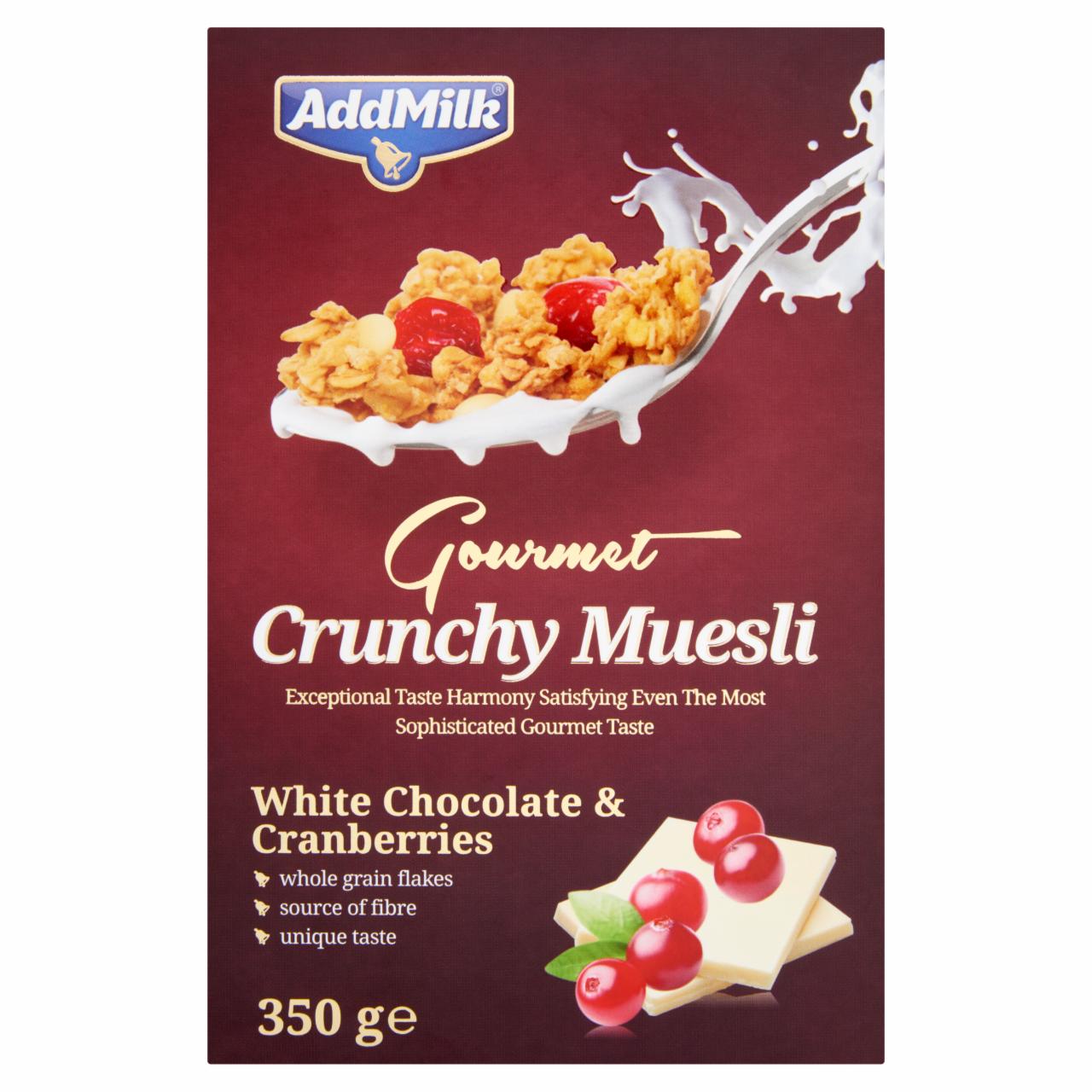 Képek - AddMilk Gourmet Crunchy müzli fehér csokival és vörös áfonyával 350 g