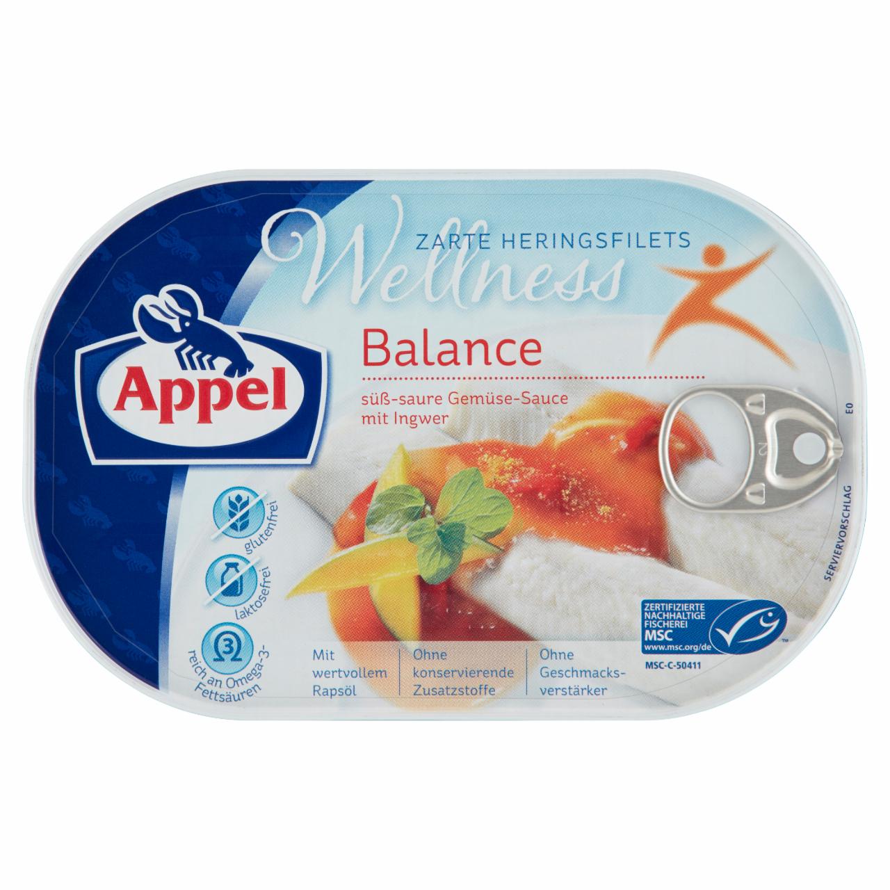 Képek - Appel Wellness Balance heringfilé édes & savanyú zöldség szószban gyömbérrel 200 g