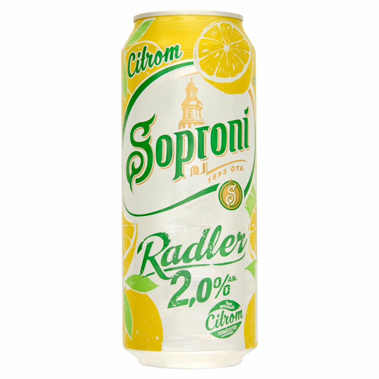 Képek - Soproni Radler citromos sörital 2% 0,5 l doboz