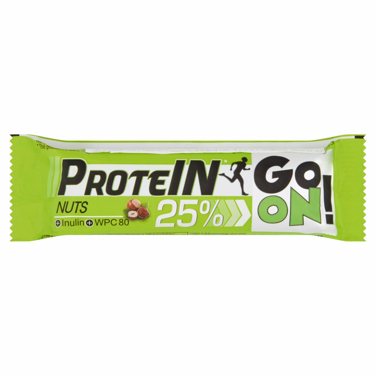 Képek - Protein Go On! magas fehérjetartalmú mogyorószelet inulinnal és tejcsokoládéval 50 g