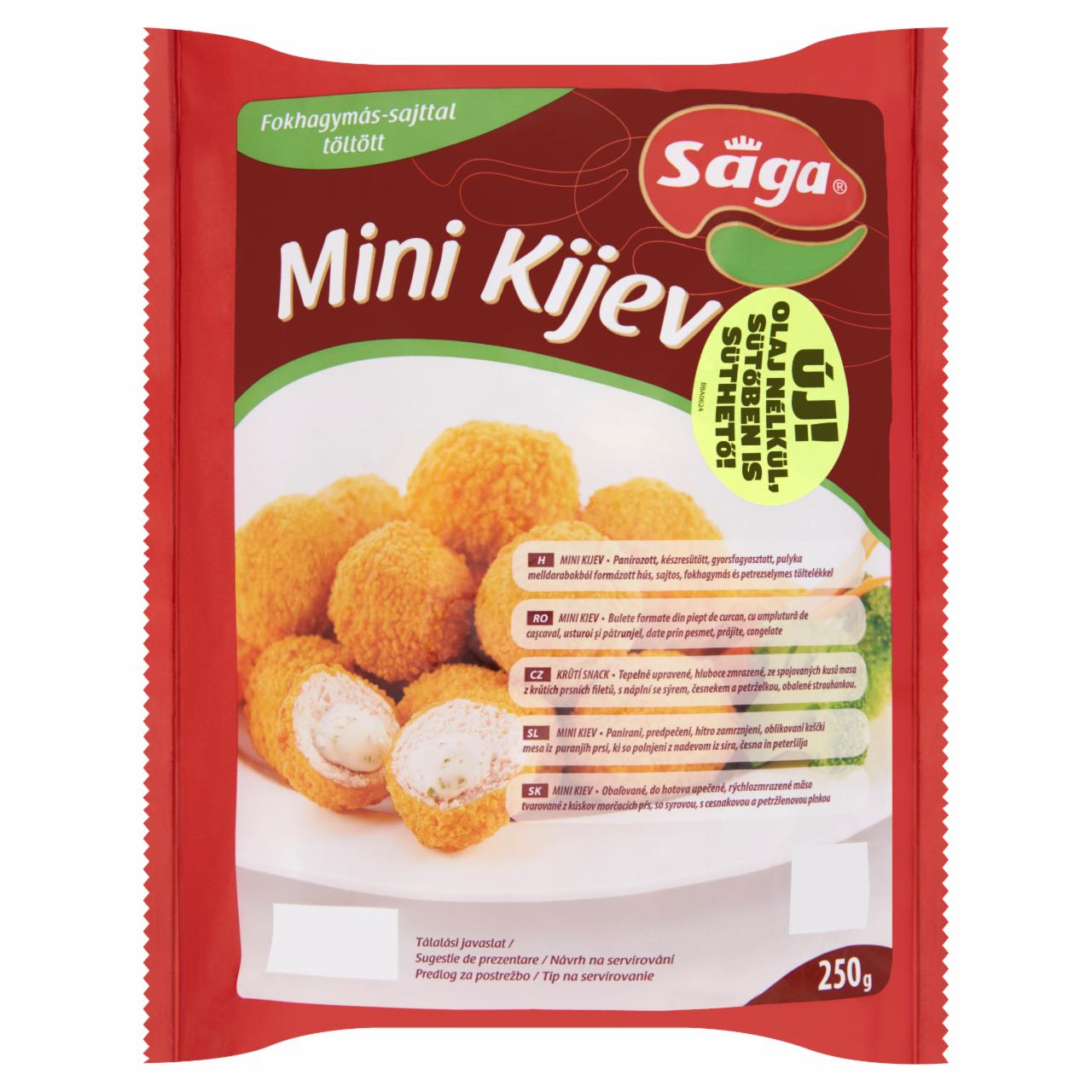 Képek - Sága Mini Kijev fokhagymás-sajttal töltött, panírozott, gyorsfagyasztott pulyka termék 250 g