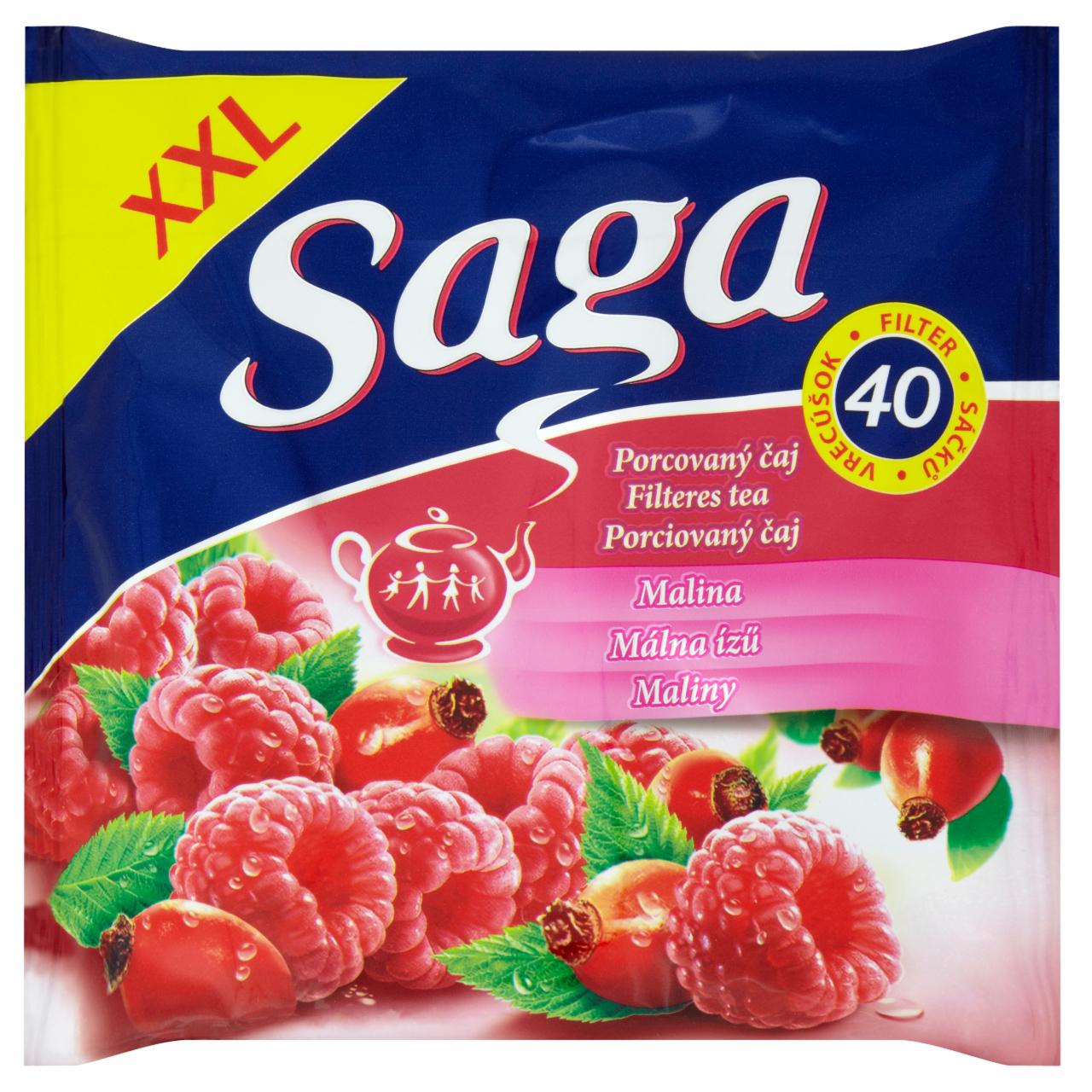 Képek - Saga XXL málna ízű gyümölcstea 40 filter 80 g