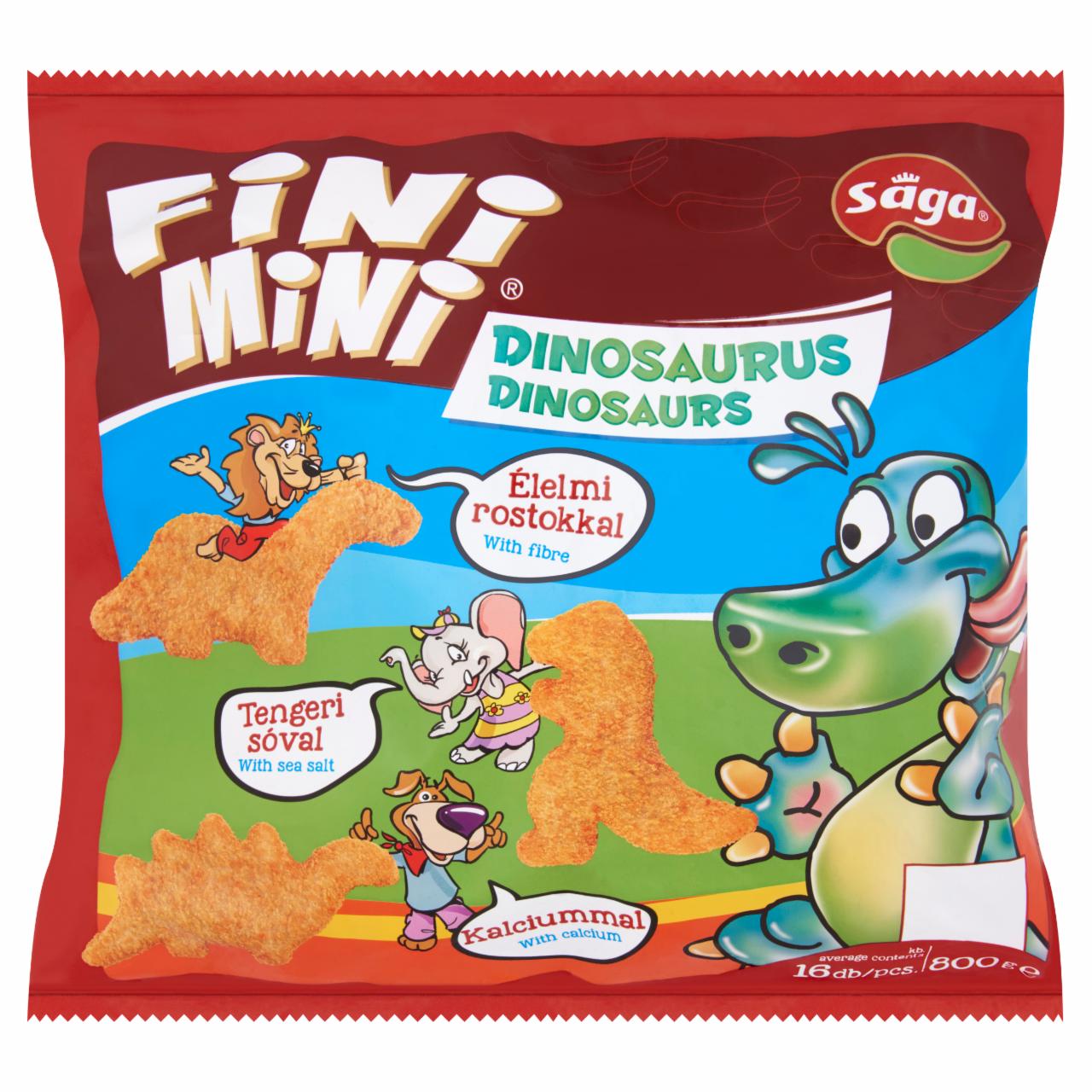 Képek - Sága Fini Mini Dinosaurus panírozott, elősütött, gyorsfagyasztott, formázott pulyka mellhús 800 g