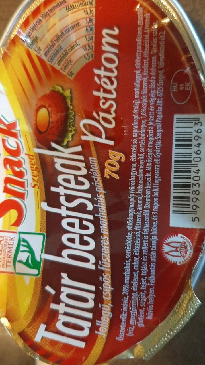 Képek - Snack Szeged tatár beefsteak pástétom 70 g