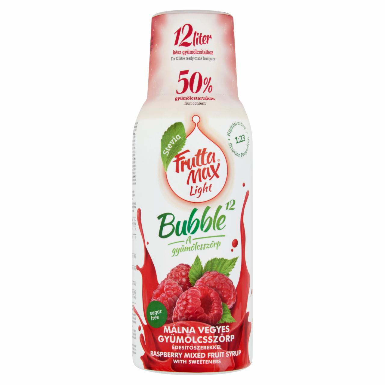 Képek - FruttaMax Light Bubble¹² málna vegyes gyümölcsszörp édesítőszerekkel 500 ml