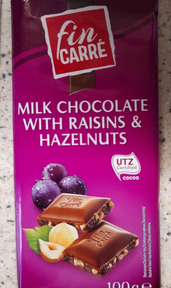 Képek - Milk chocolate with raisins & hazelnuts Fin Carré