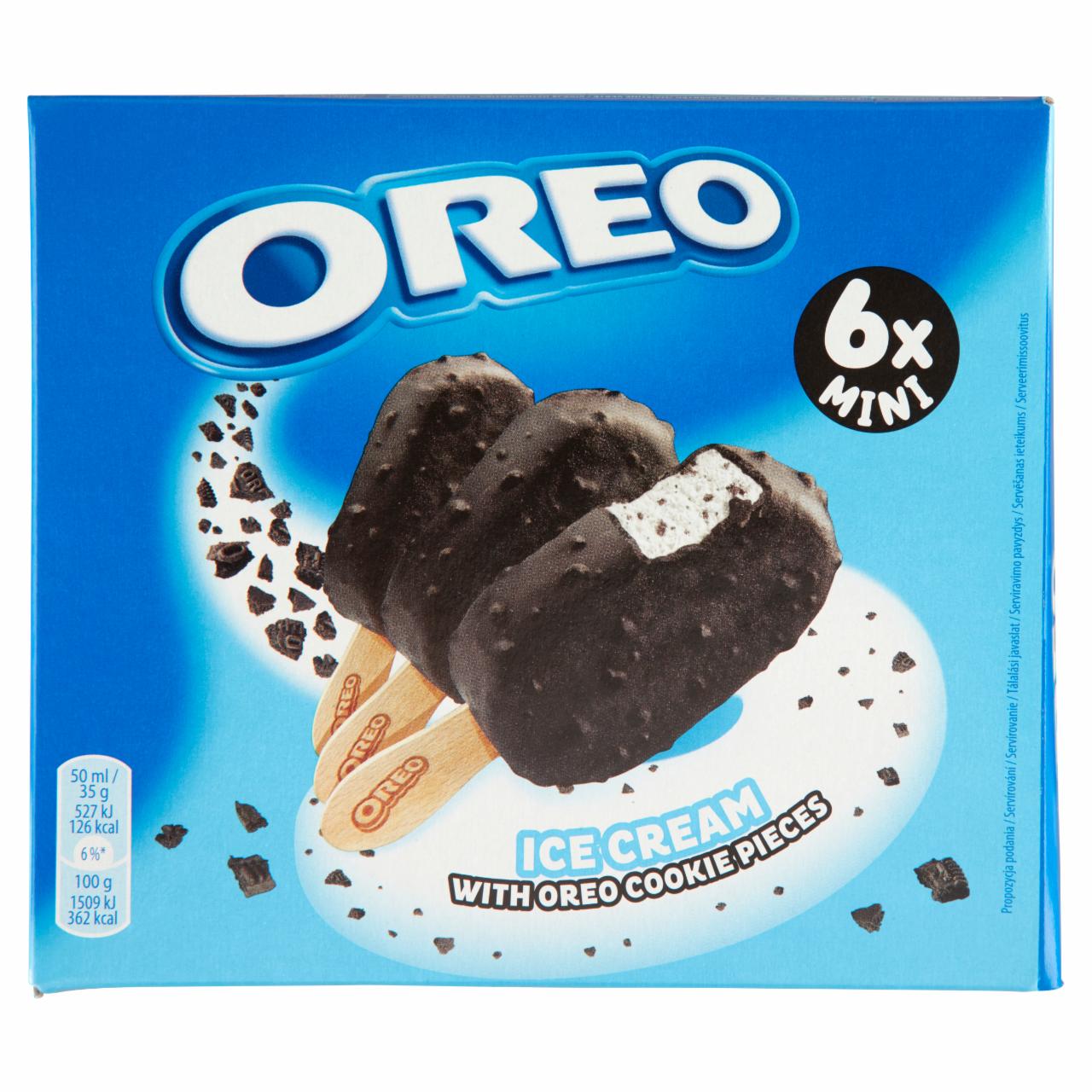 Képek - Oreo vanília ízű jégkrém, kakaó ízű, vaníliás töltelékkel töltött kekszdarabkákkal 6 db 300 ml