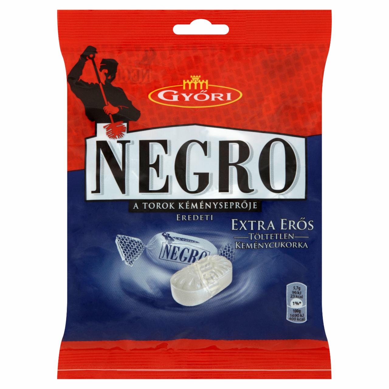 Képek - Győri Negro extra erős töltetlen keménycukorka 159 g