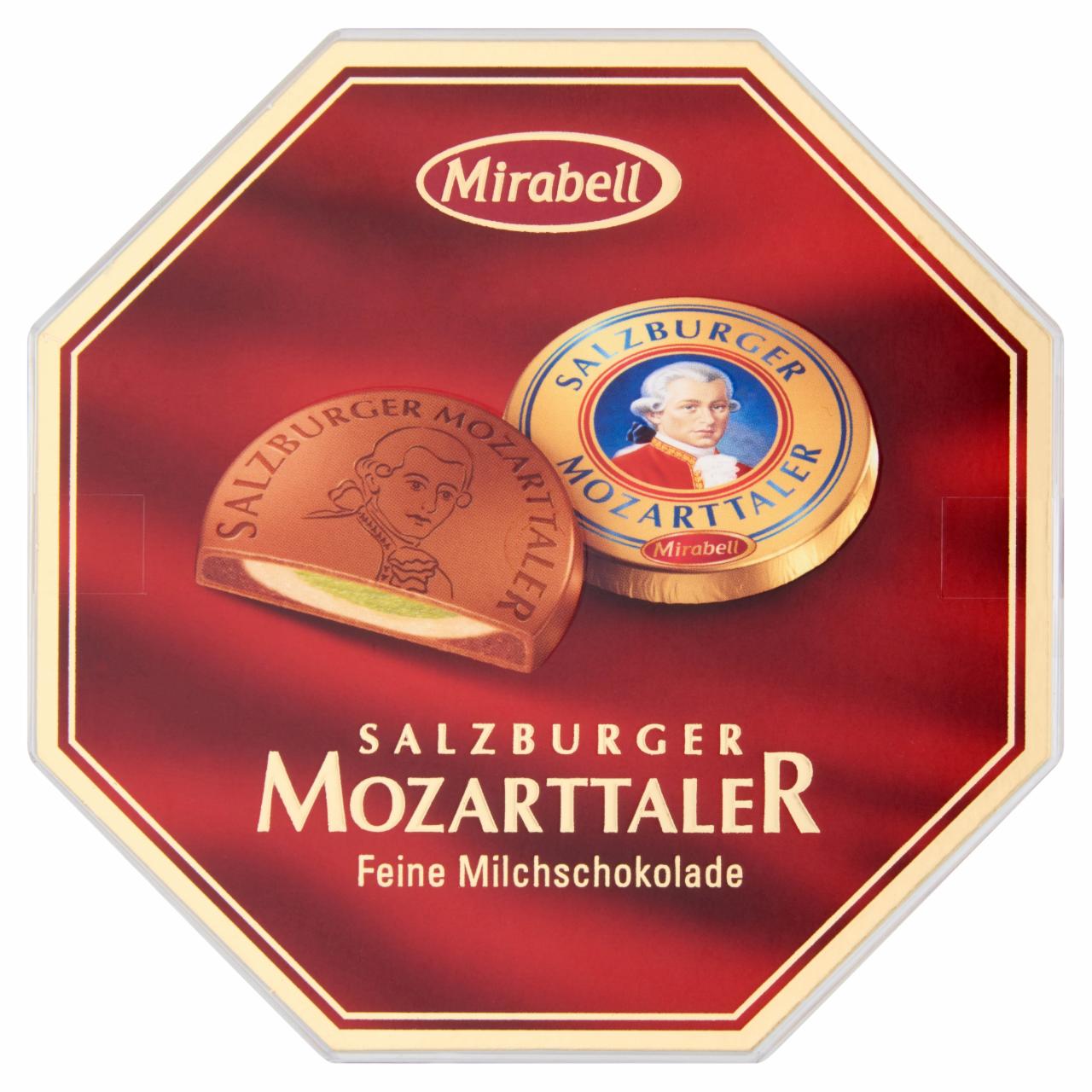 Képek - Mirabell Salzburger Mozarttaler tejcsokoládé mogyoróskrém és marcipános töltelékkel 15 db 300 g