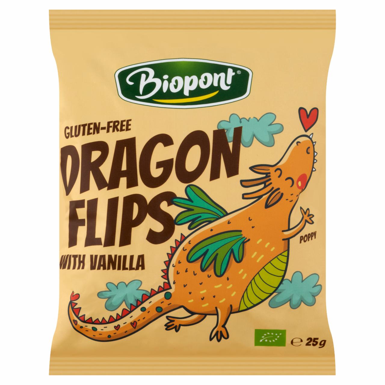 Képek - Biopont Dragon Flips Bio gluténmentes kukorica snack valódi vaníliával 25 g
