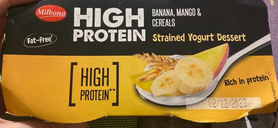 Képek - High protein Strained yogurt dessert banana, mango, cereals Milbona