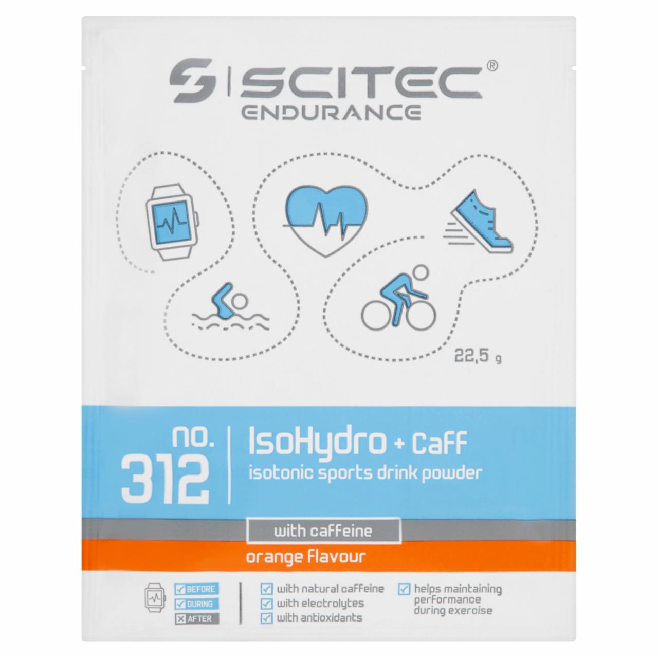 Képek - Scitec Endurance IsoHydro + Caff narancs ízű étrend-kiegészítő por 22,5 g