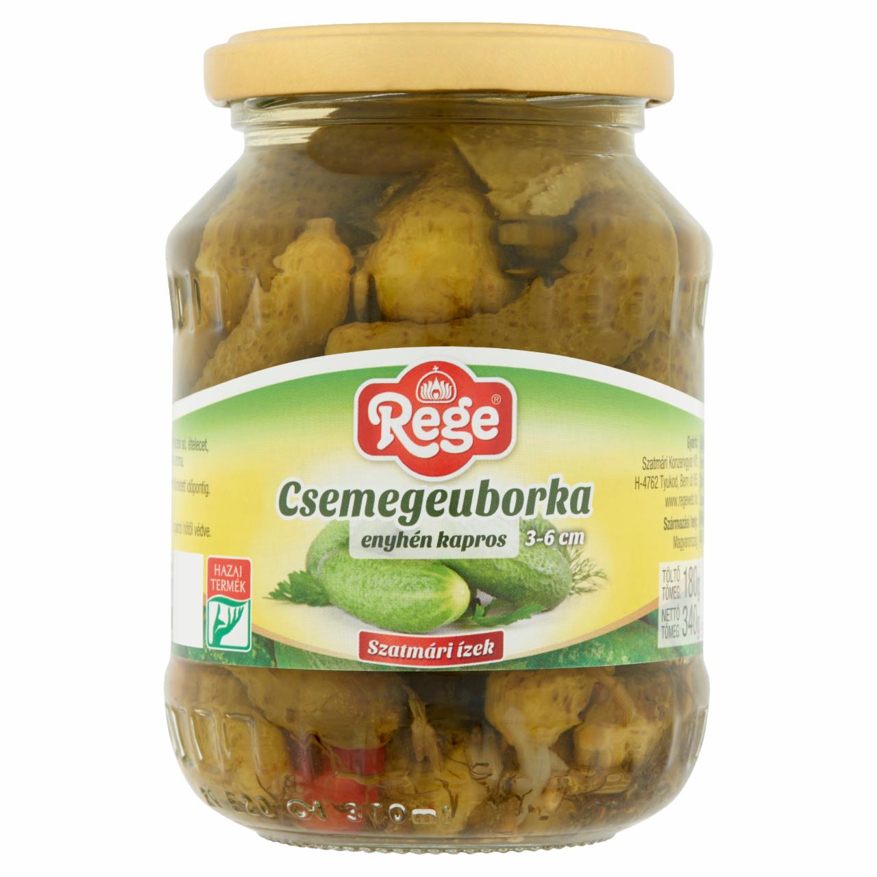 Képek - Rege enyhén kapros csemegeuborka 3-6 cm 340 g