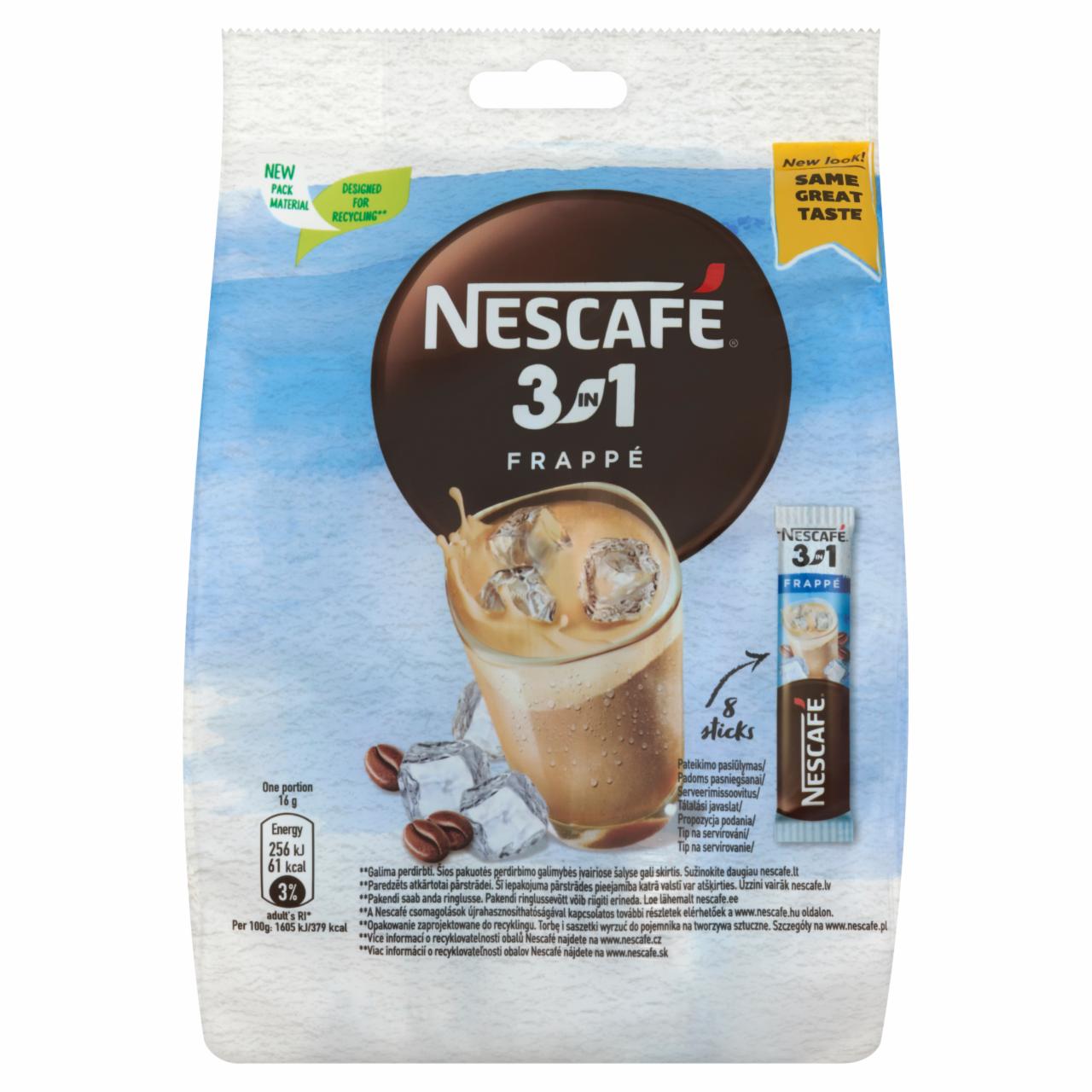 Képek - Nescafé 3in1 Frappé azonnal oldódó kávéspecialitás 8 x 16 g (128 g)