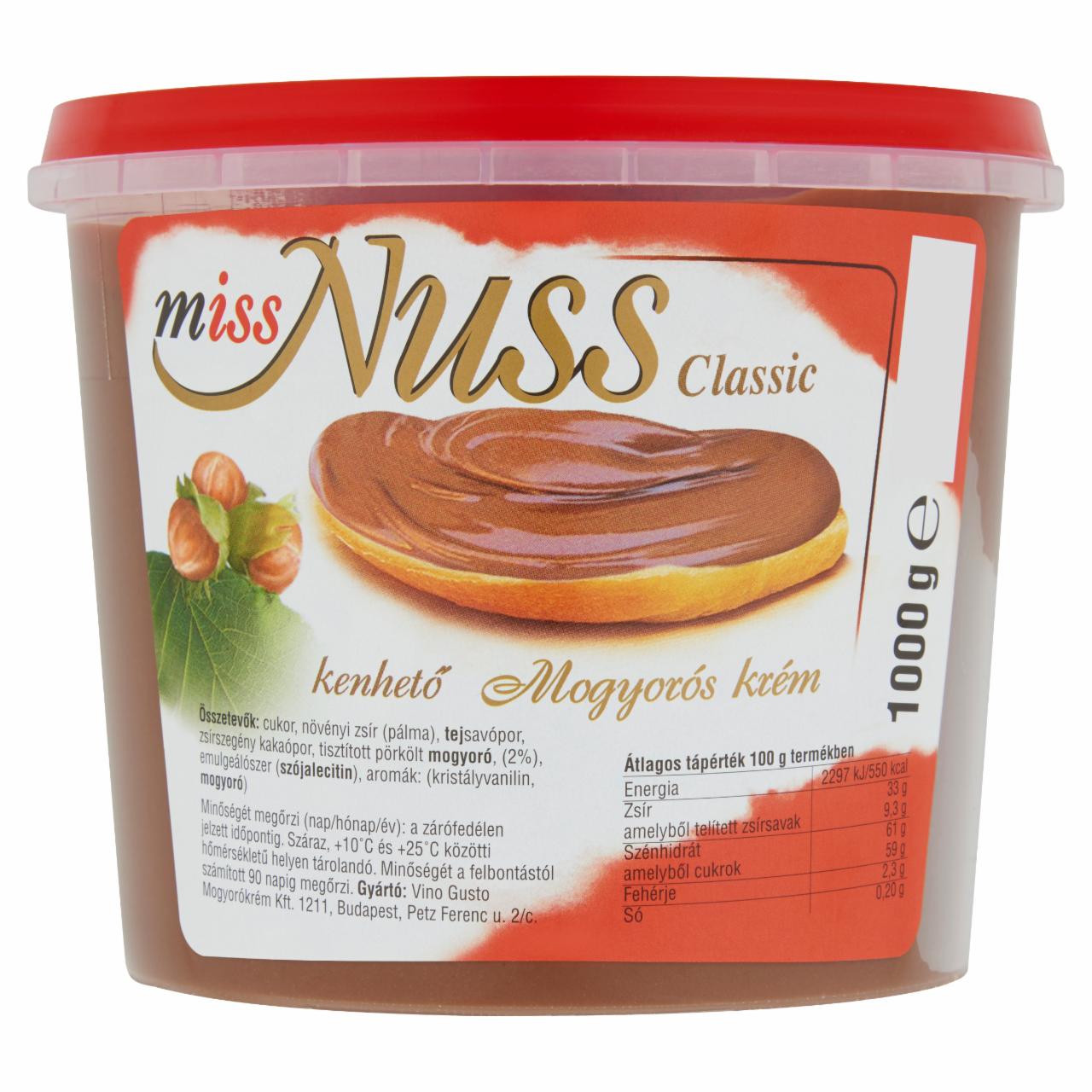 Képek - Miss Nuss Classic mogyorós krém 1000 g