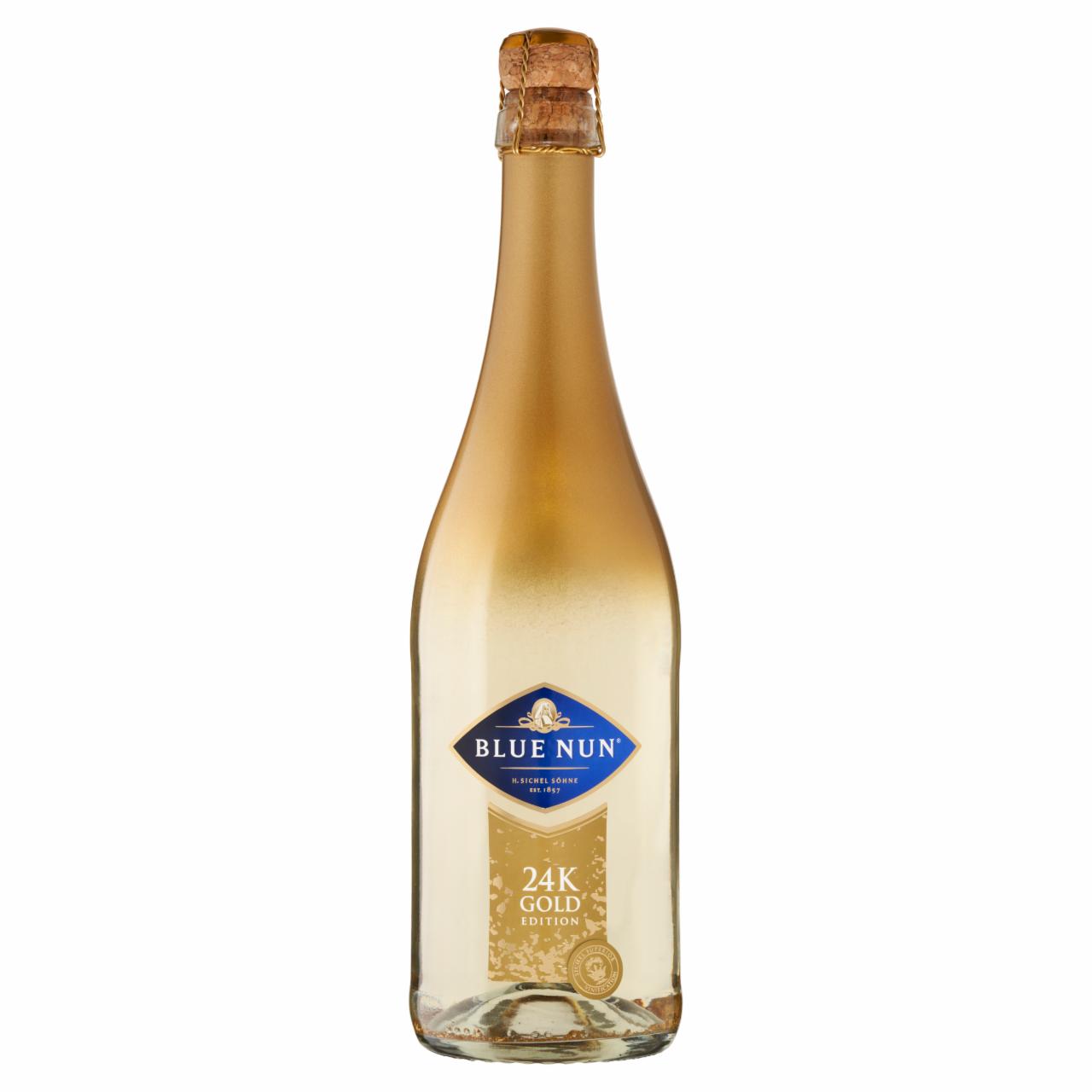 Képek - Blue Nun 24K Gold Edition aranypelyhes, édes fehér pezsgő boralapú ital 11% 750 ml