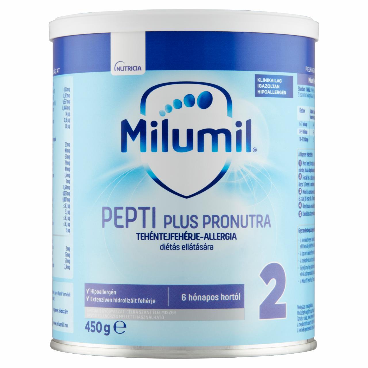 Képek - Milumil Pepti Plus 2 Pronutra speciális gyógyászati célra szánt élelmiszer 6 hónapos kortól 450 g