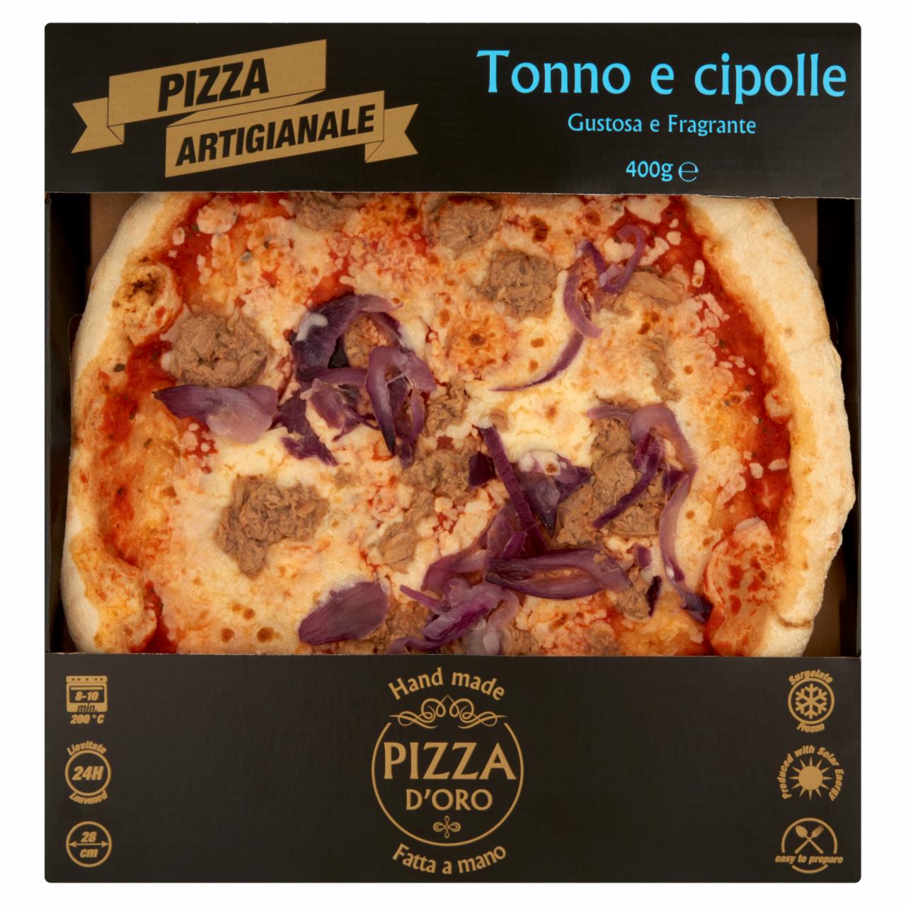 Képek - Pizza D'Oro Tonno e cipolle gyorsfagyasztott kézműves pizza 400 g