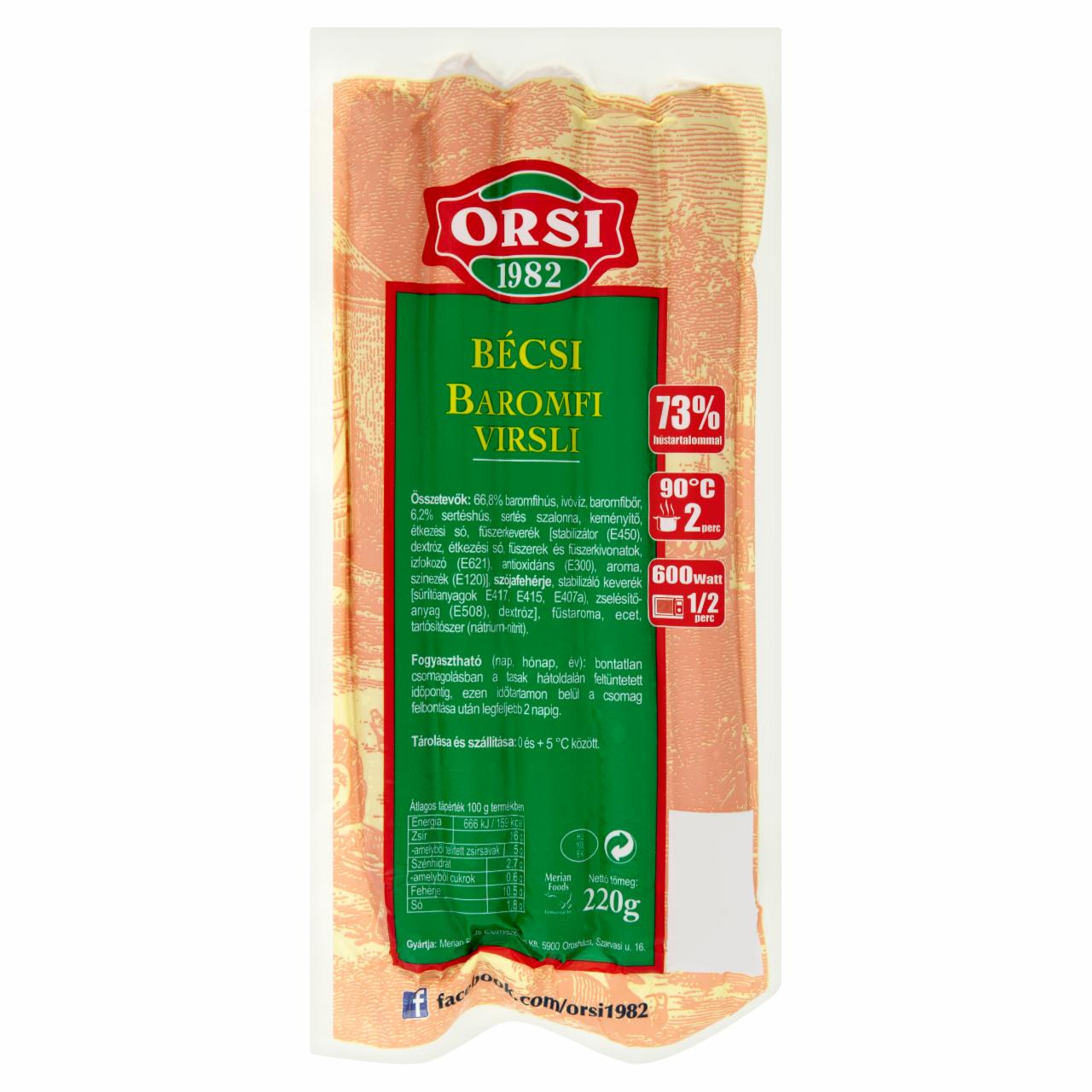 Képek - Orsi bécsi baromfi virsli 220 g