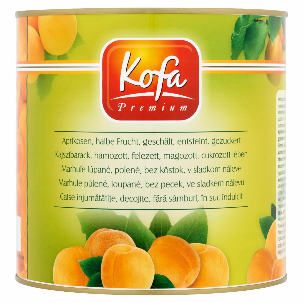 Képek - Kofa Premium hámozott, felezett, magozott kajszibarack cukrozott lében 2500 g