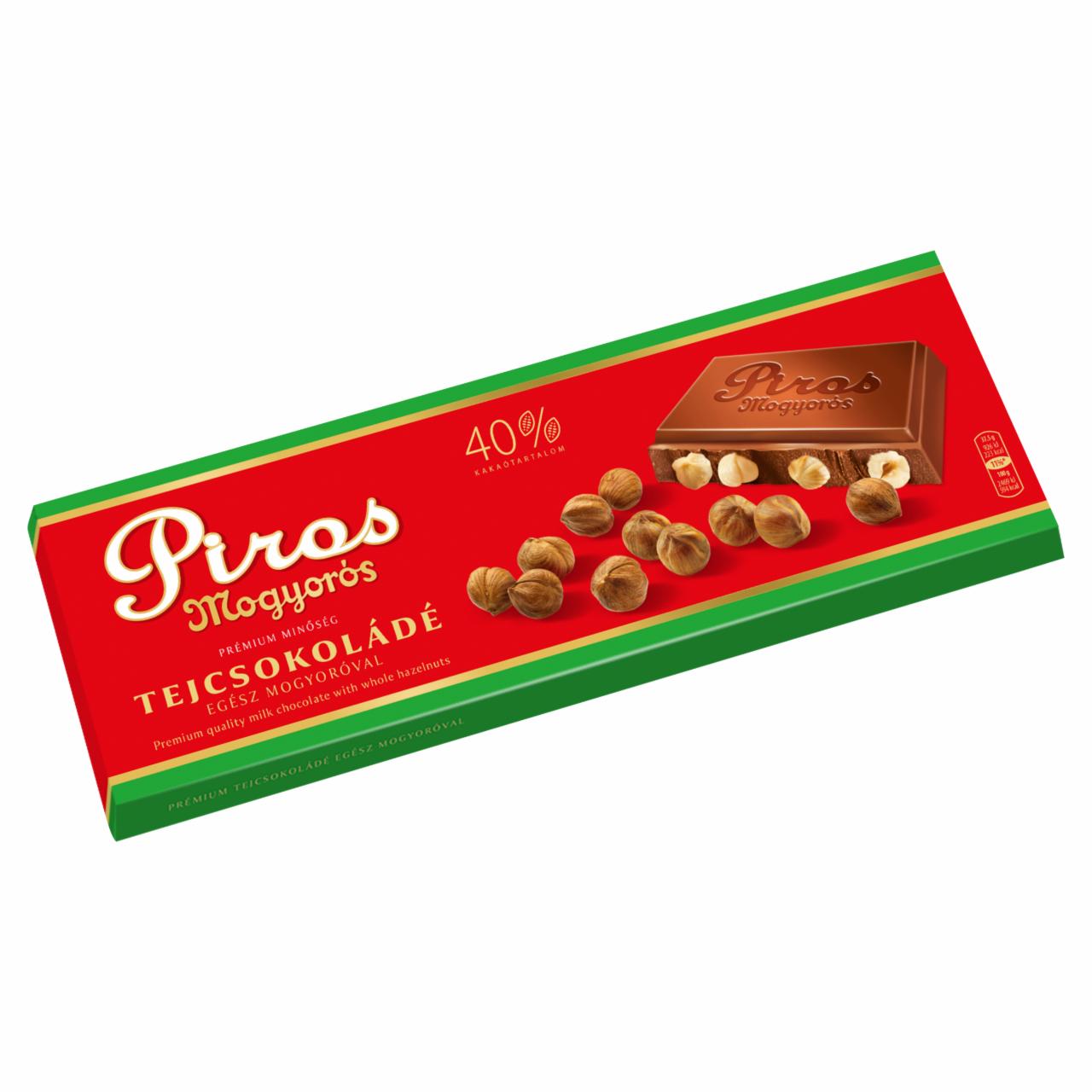 Képek - Piros Mogyorós prémium tejcsokoládé egész mogyoróval 225 g