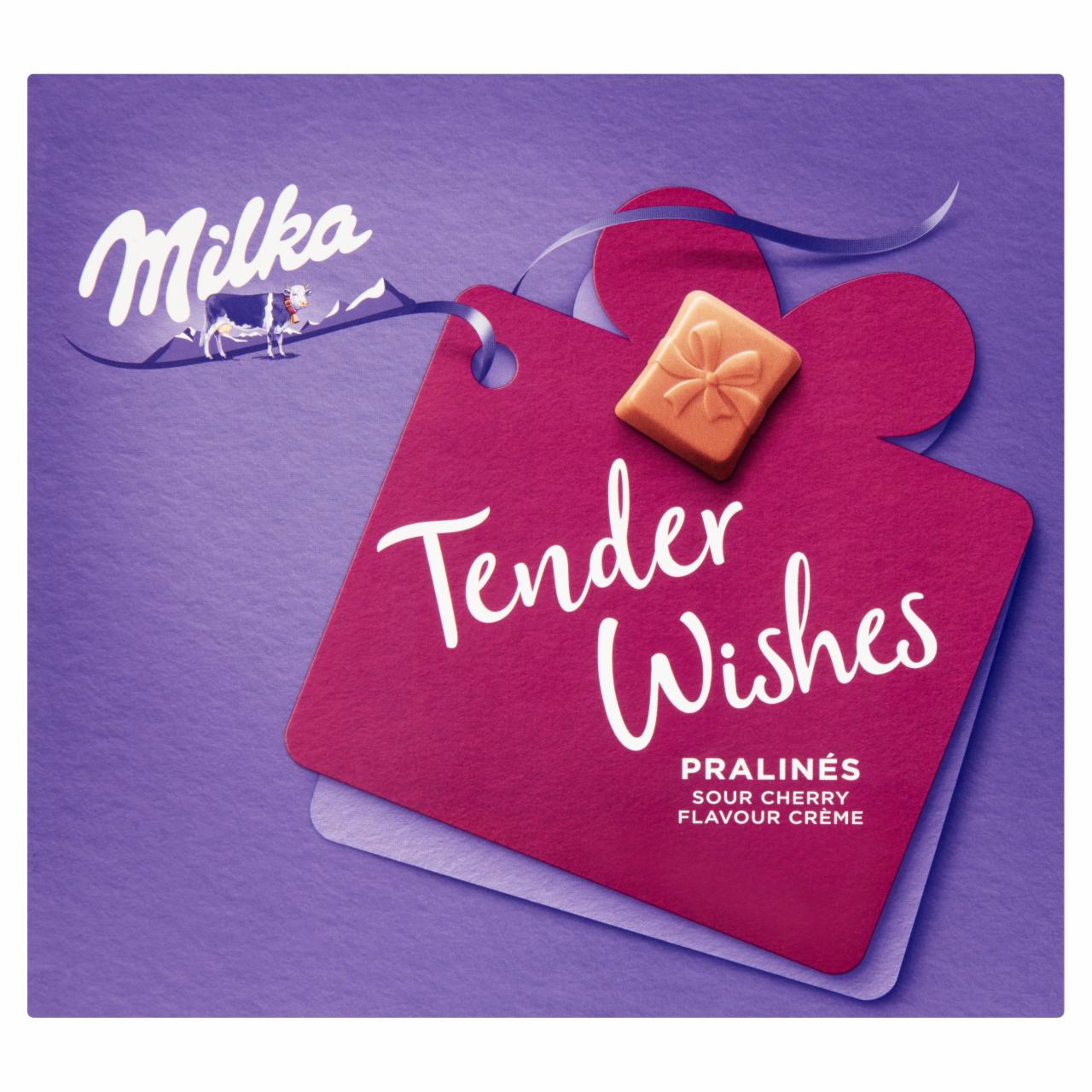 Képek - Milka Tender Wishes alpesi tejcsokoládé praliné meggyízű töltelékkel 110 g