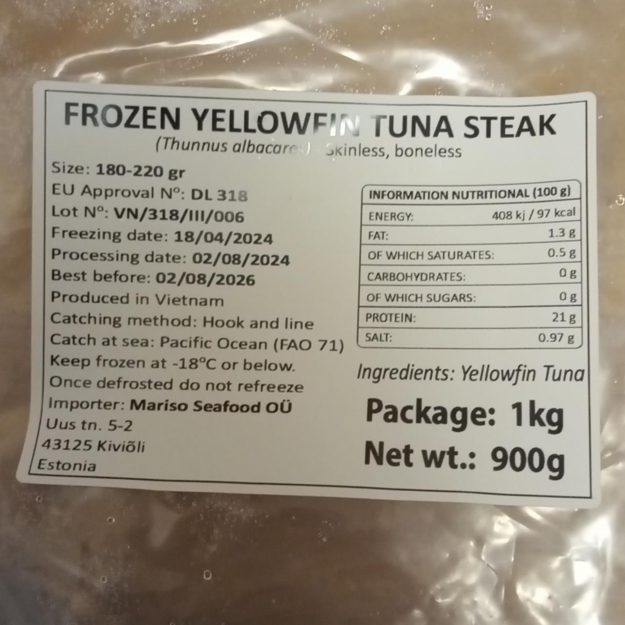 Képek - Frozen yellowfin tuna steak Mariso Seafood