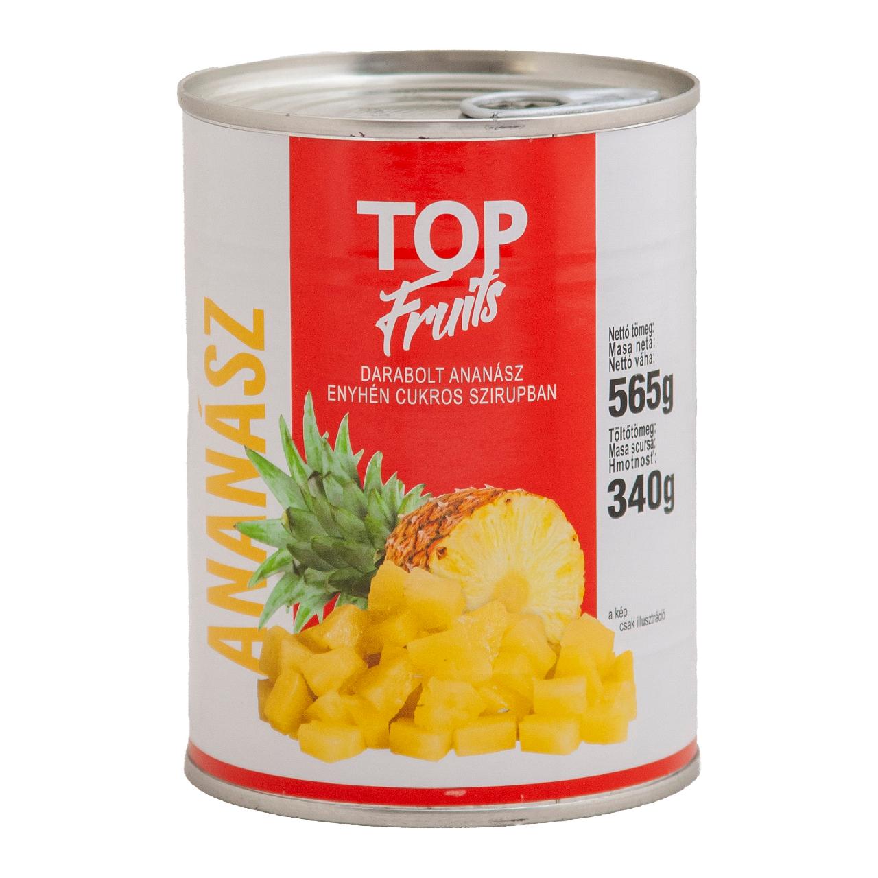 Képek - TOP FRUITS ananász darabolt enyhén cukros szirupban 565 g