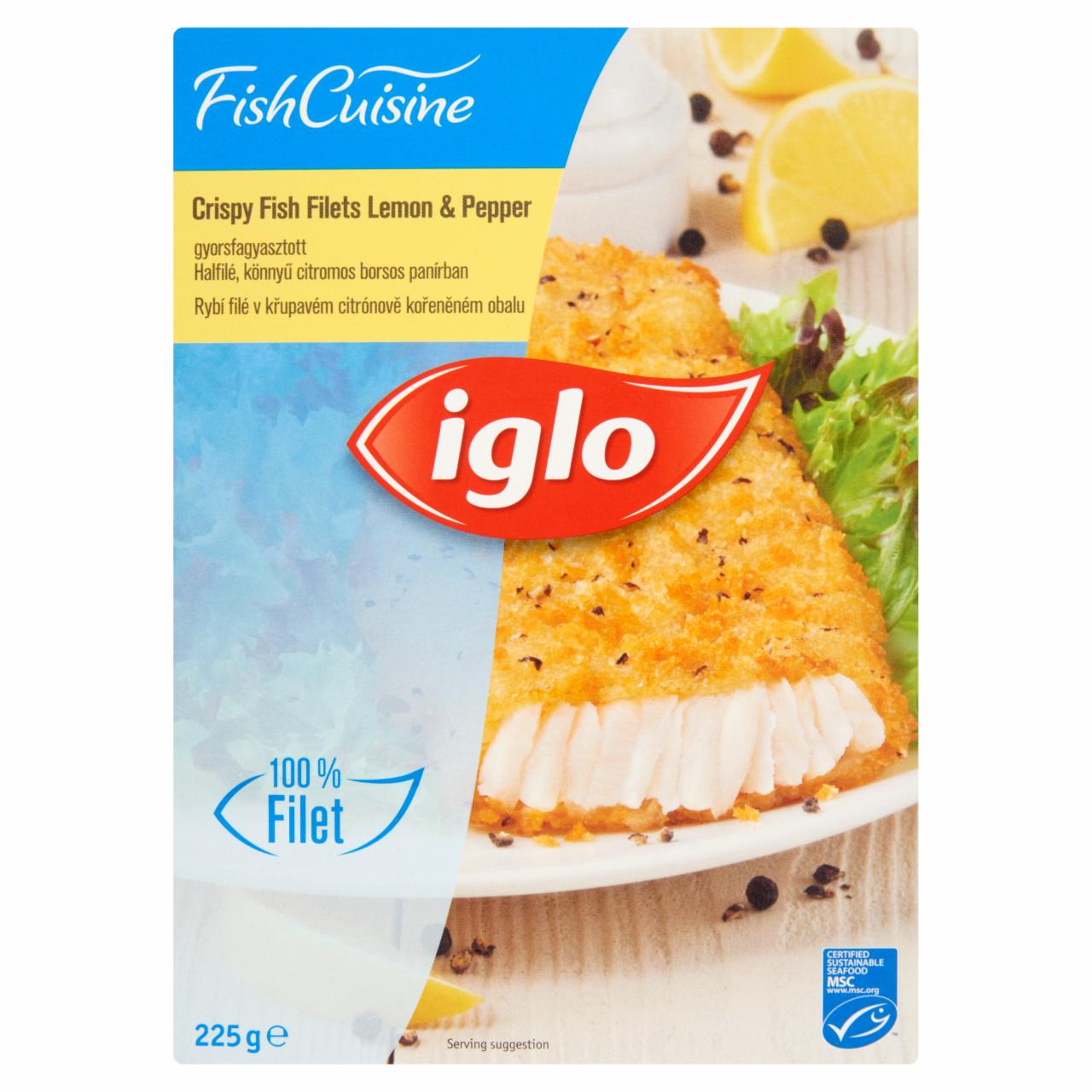 Képek - Iglo Fish Cuisine gyorsfagyasztott halfilé könnyű citromos borsos panírban 225 g