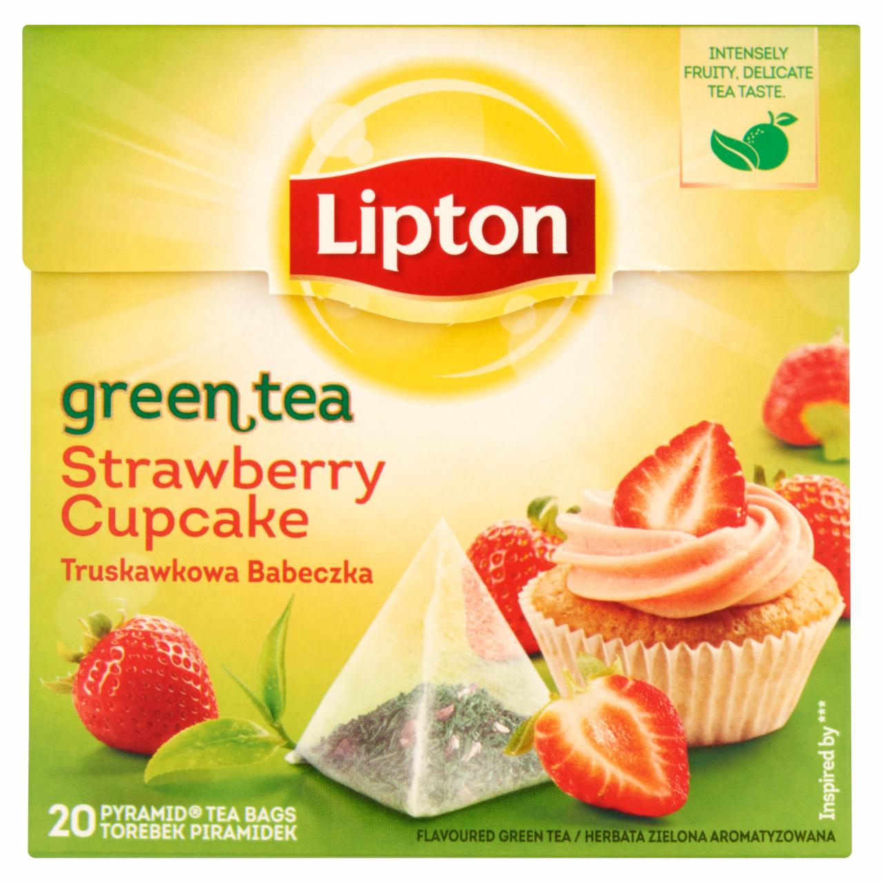 Képek - Lipton epres sütemény ízű zöld tea 20 piramis filter