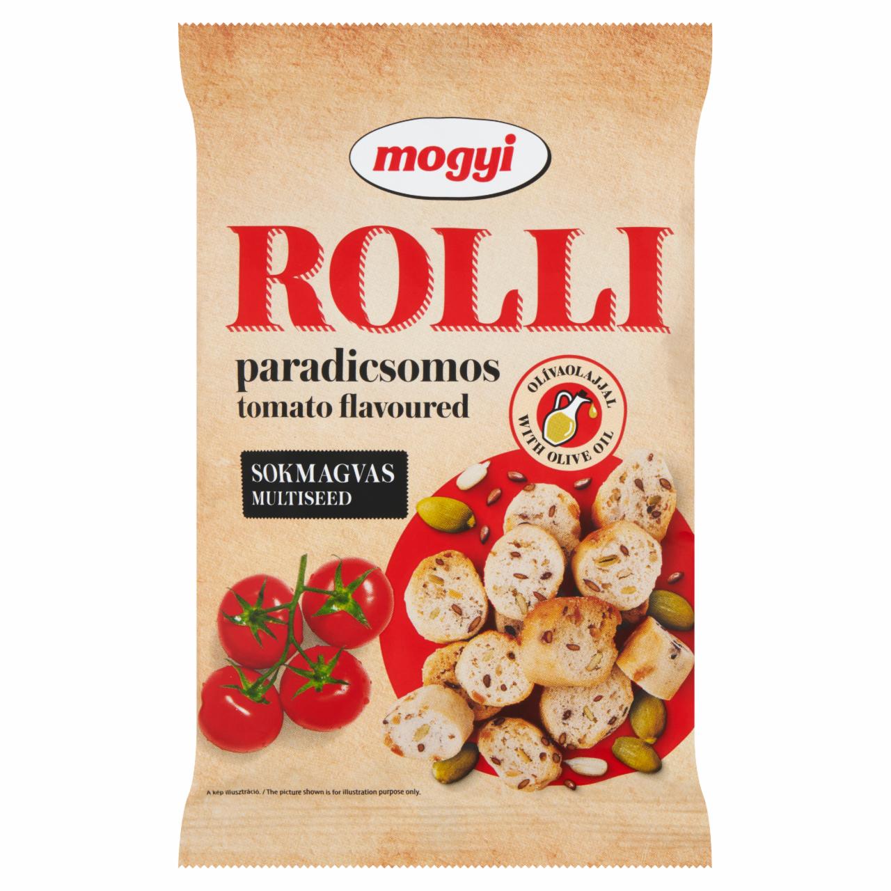 Képek - Mogyi Rolli paradicsomos, pirított, sokmagvas kenyérkarika olívaolajjal 65 g