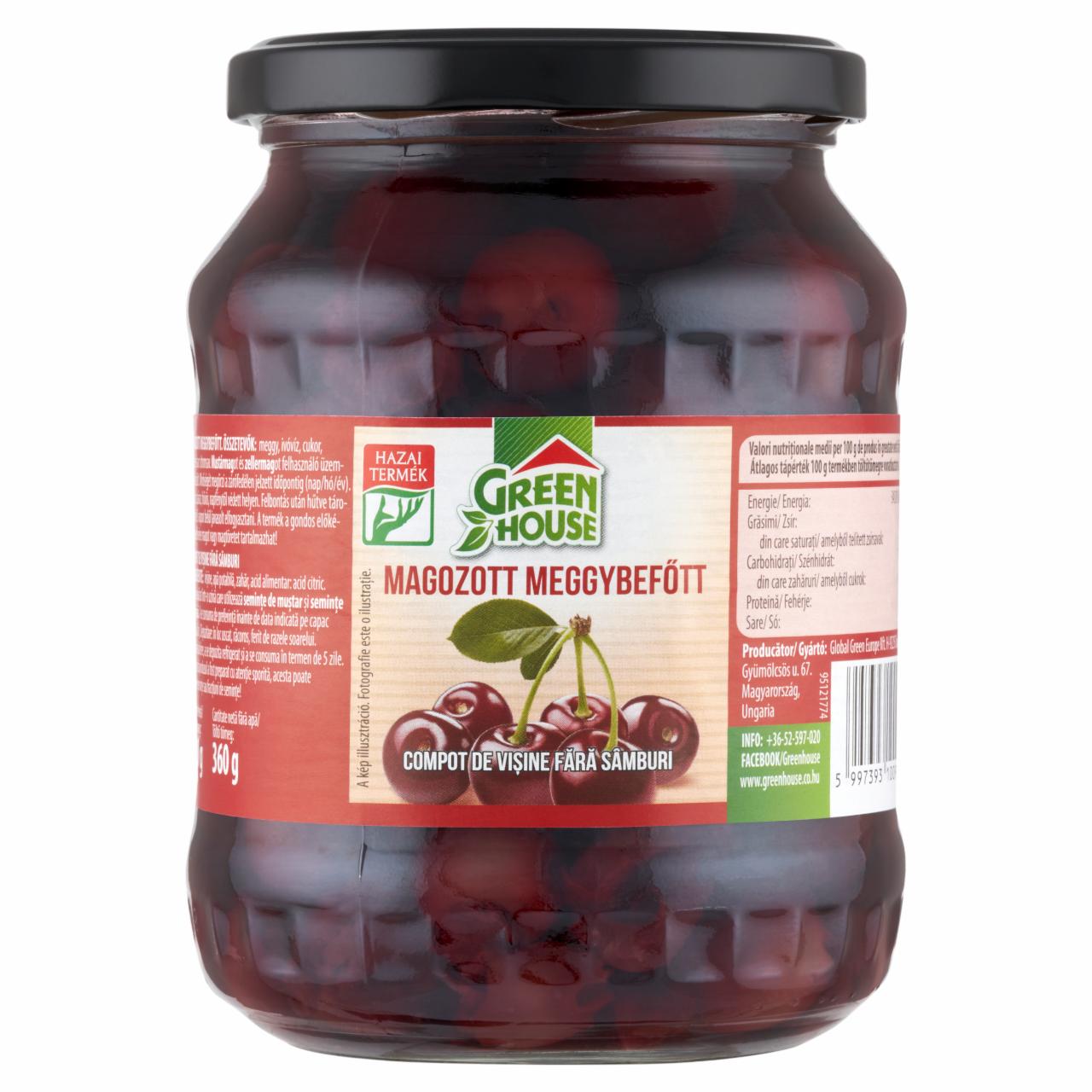 Képek - Green House magozott meggybefőtt 680 g