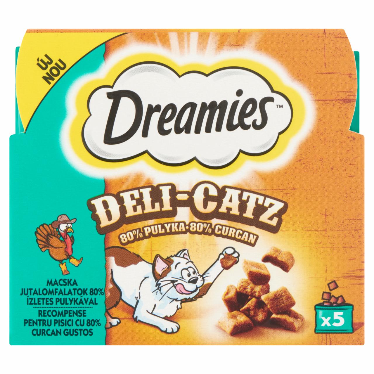 Képek - Dreamies Deli-Catz kiegészítő állateledel felnőtt macskák számára pulykával 5 x 5 g