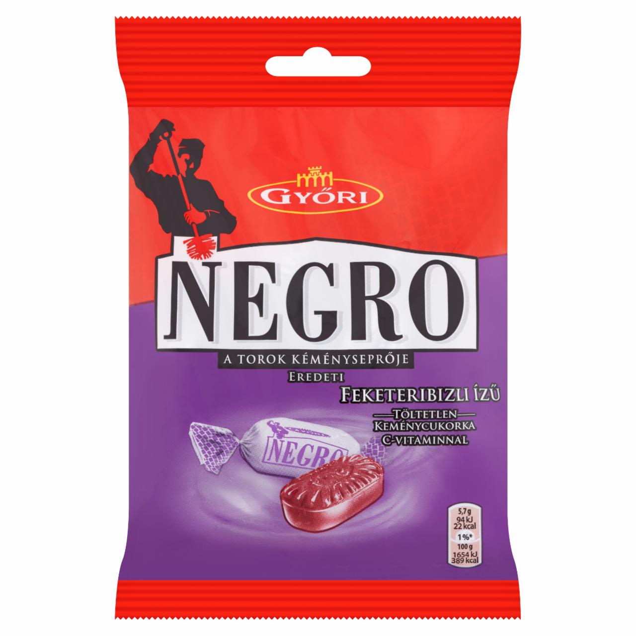 Képek - Győri Negro feketeribizli ízű töltetlen keménycukorka C-vitaminnal 79 g