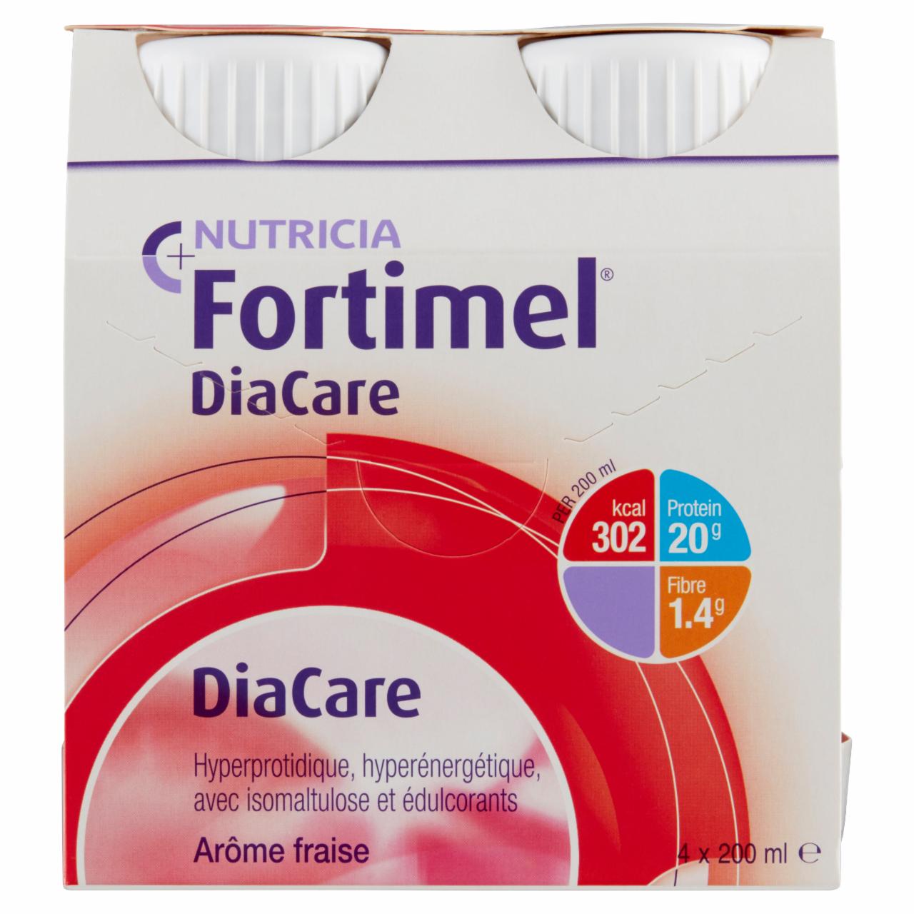 Képek - Fortimel DiaCare eper ízű speciális gyógyászati célra szánt élelmiszer 24 x 200 ml