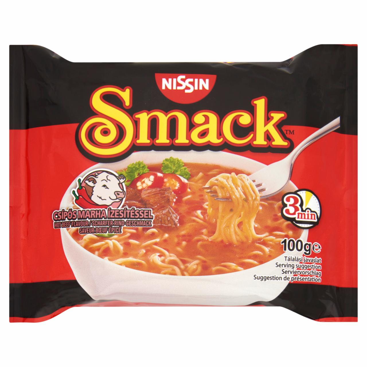 Képek - Nissin Smack csípős marha ízű instant tésztaleves 100 g